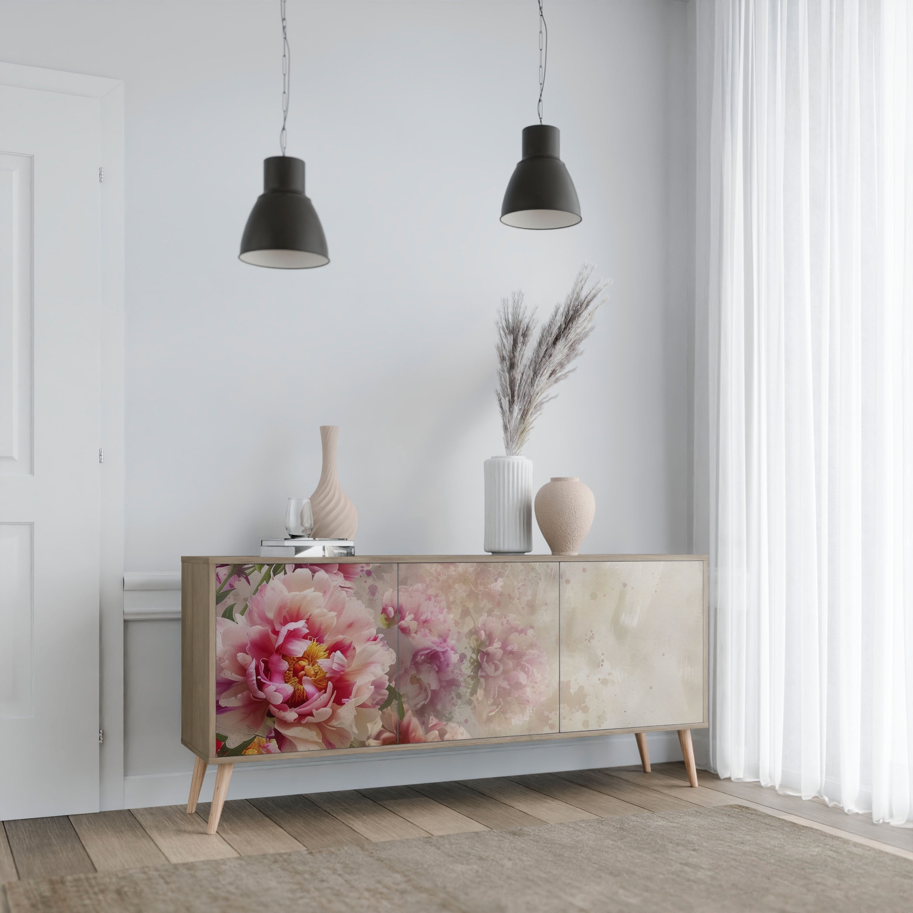Buffet 3 portes PEONY WHISPER effet chêne