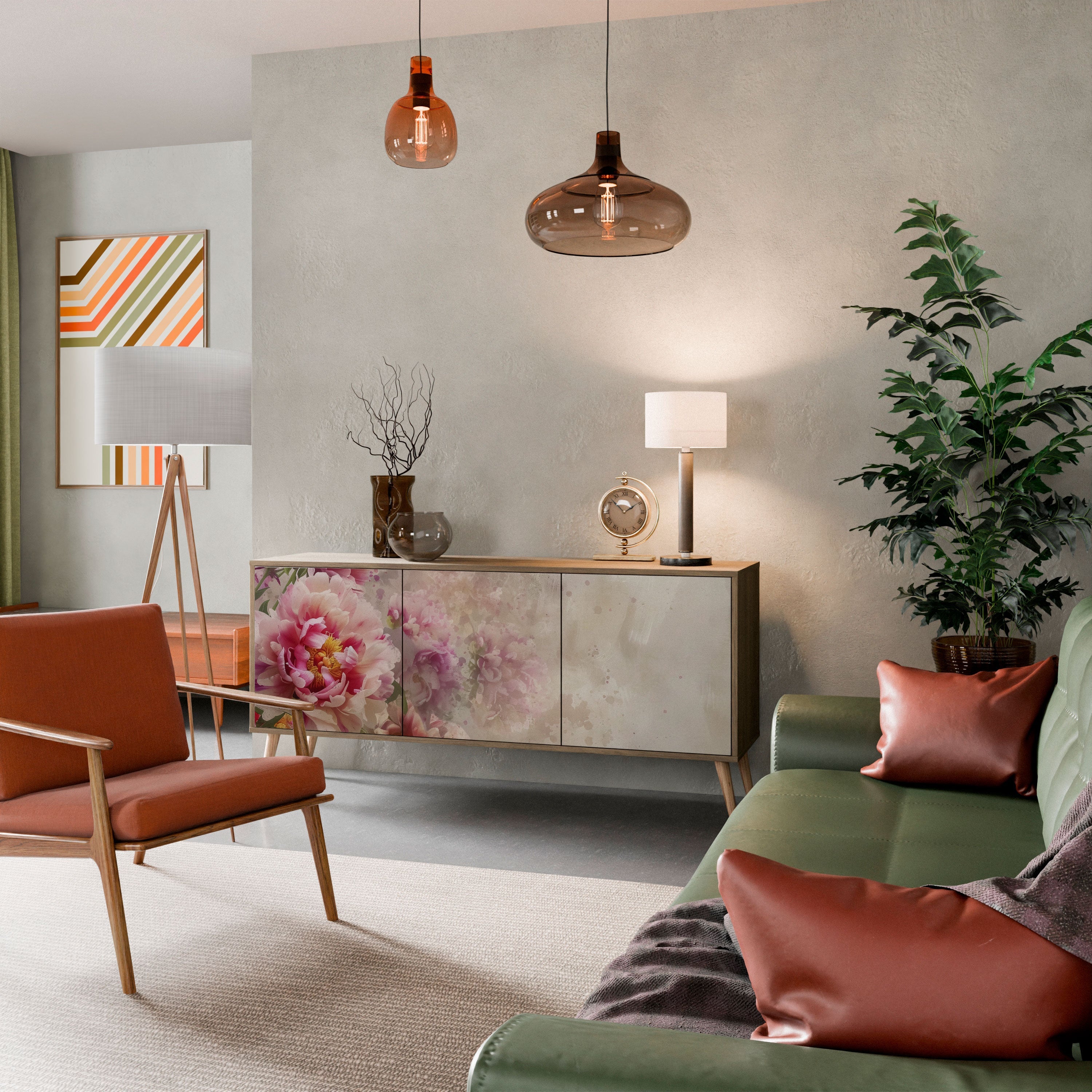 Buffet 3 portes PEONY WHISPER effet chêne