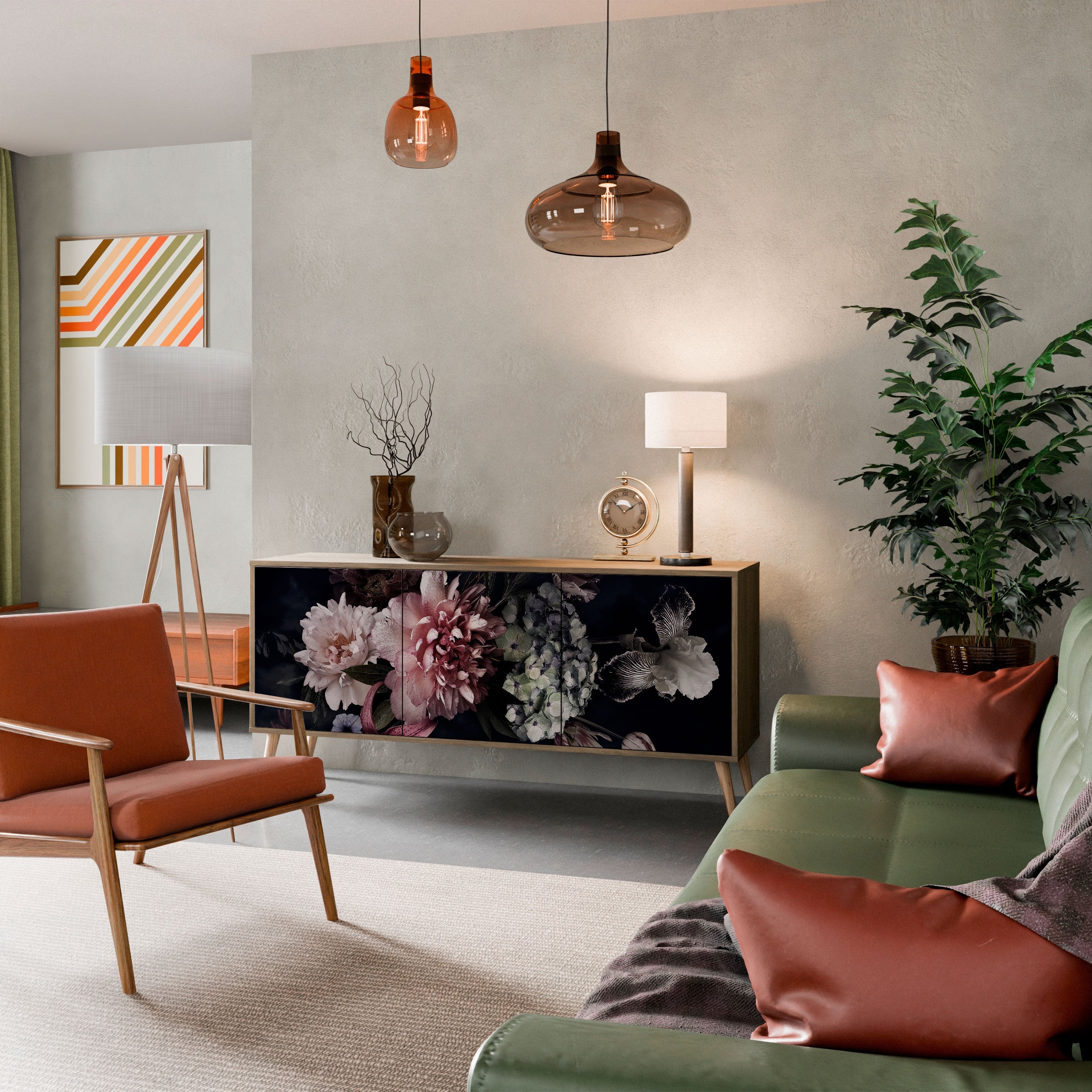 Buffet 3 portes PURE BLOSSOM effet chêne