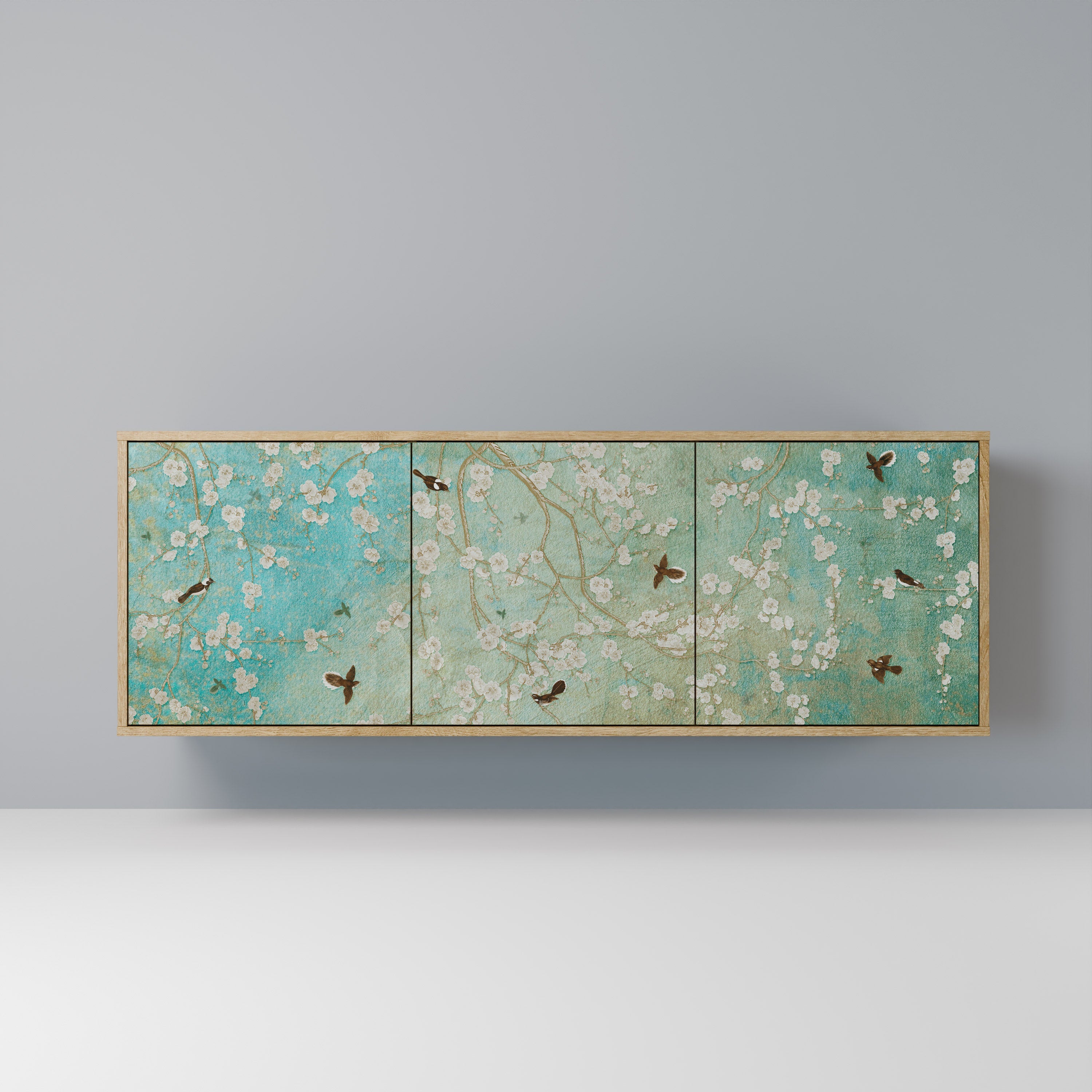 Buffet 3 portes BLOOMING CHARM effet chêne