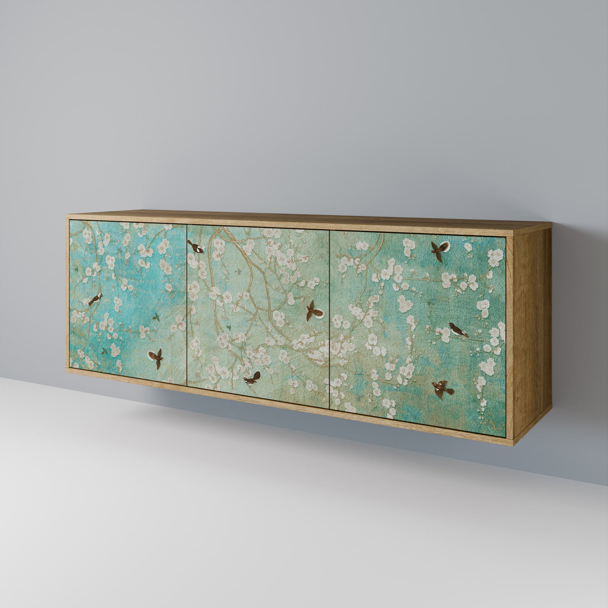 Buffet 3 portes BLOOMING CHARM effet chêne