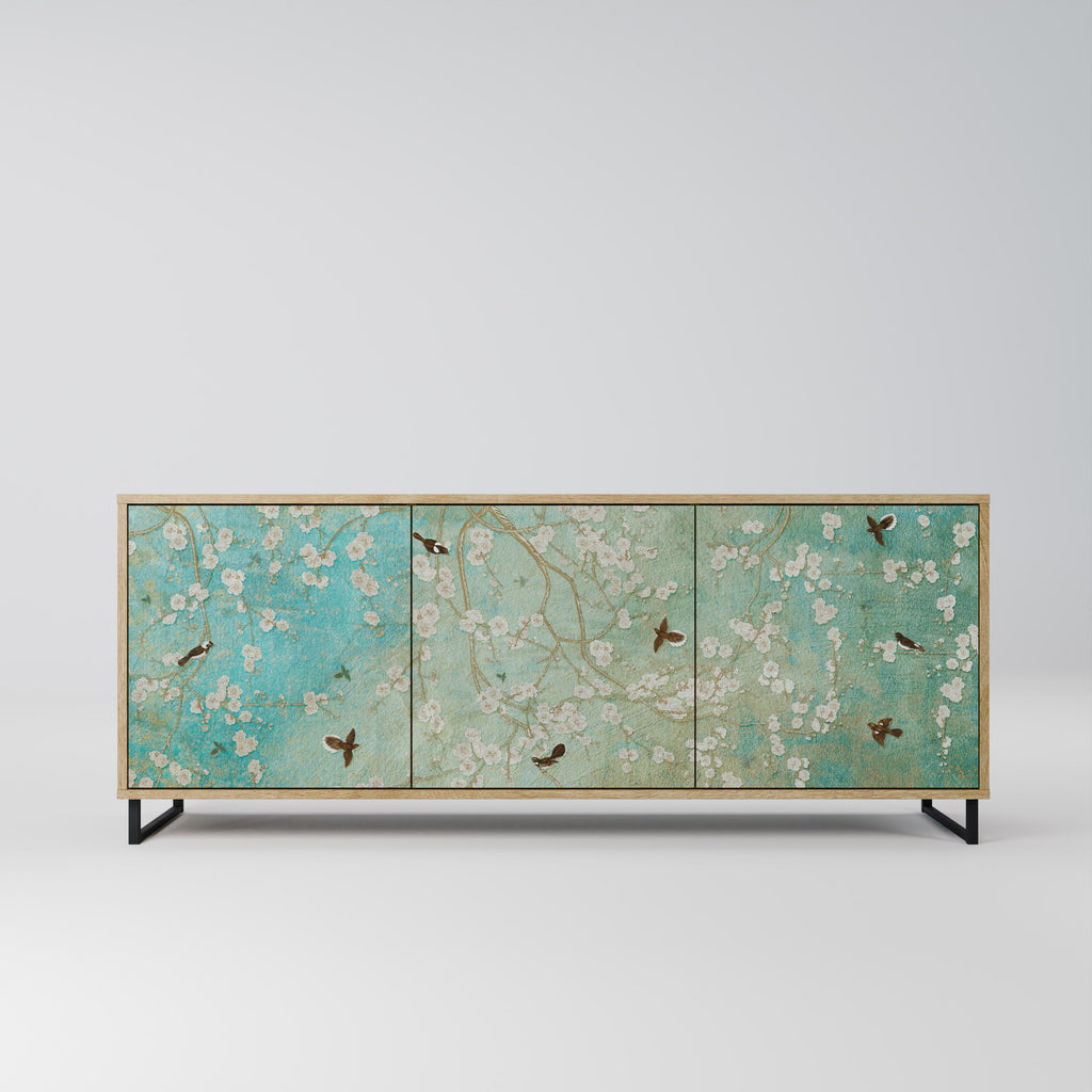 Buffet 3 portes BLOOMING CHARM effet chêne