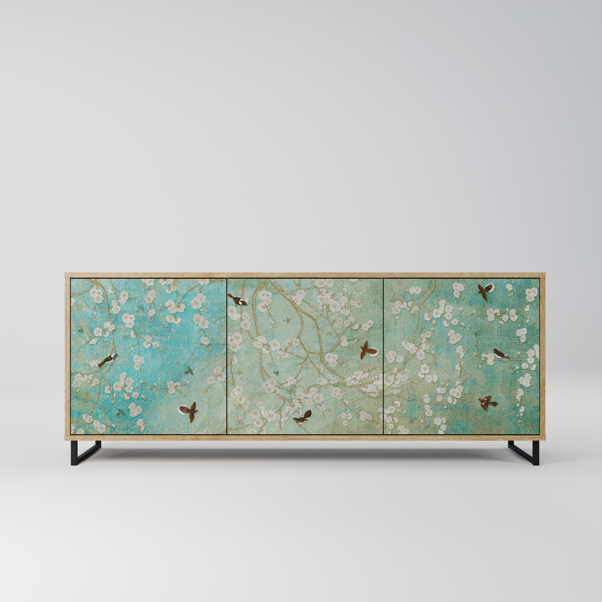 Buffet 3 portes BLOOMING CHARM effet chêne