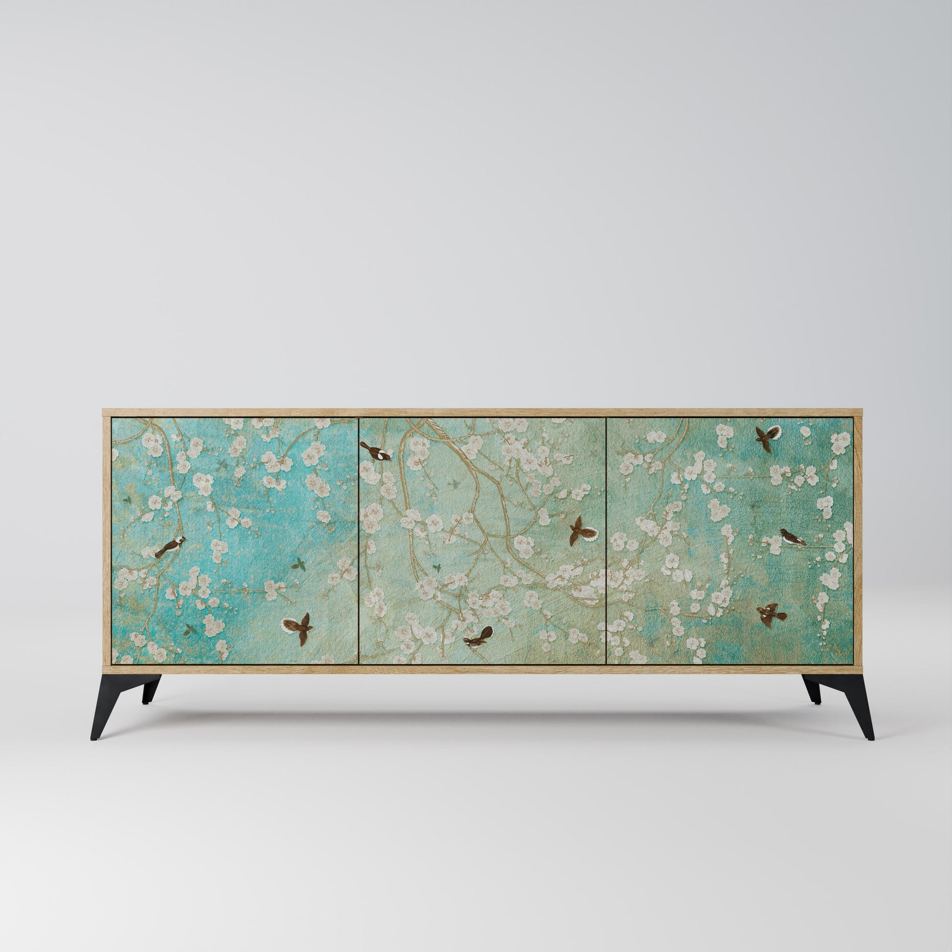 Buffet 3 portes BLOOMING CHARM effet chêne