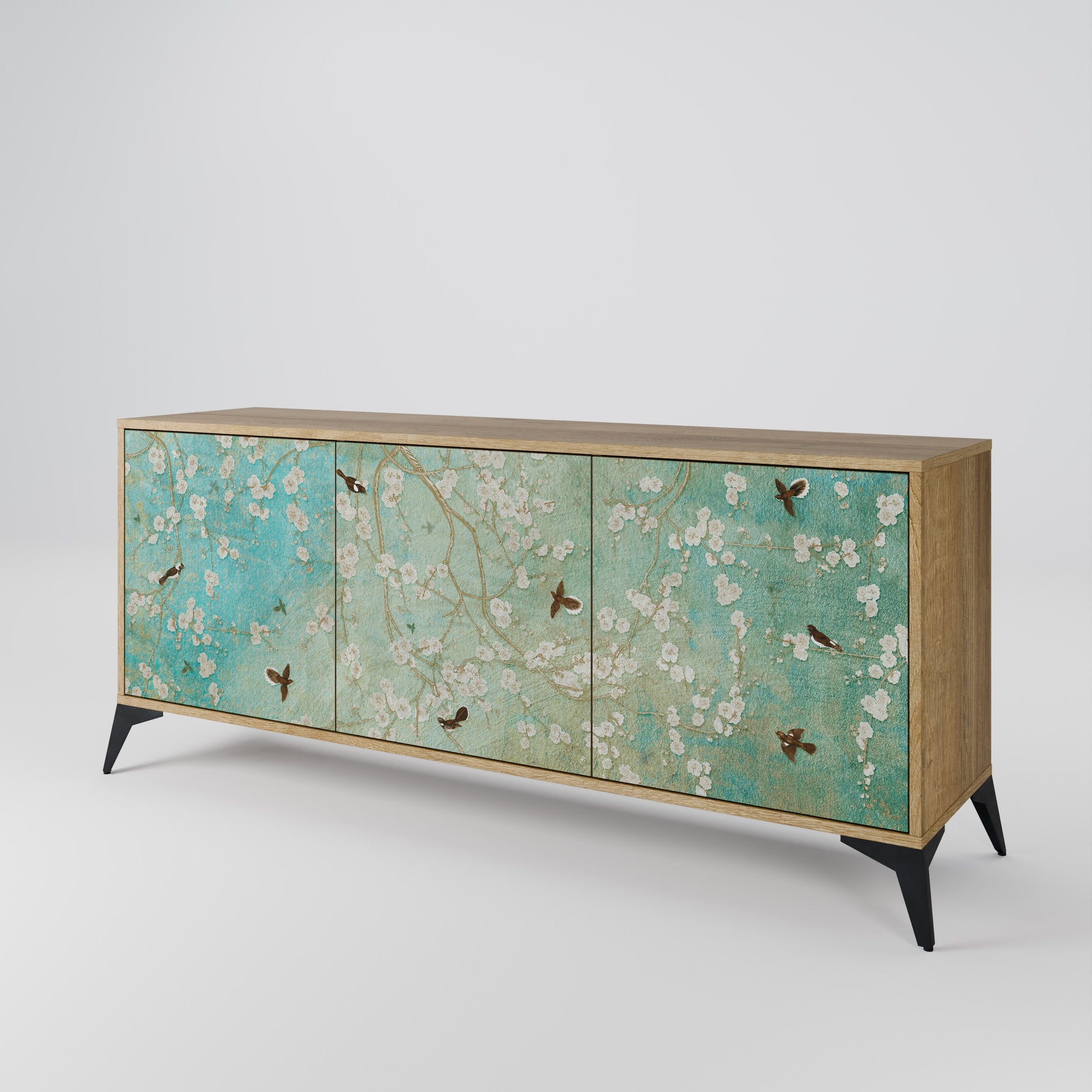 Buffet 3 portes BLOOMING CHARM effet chêne
