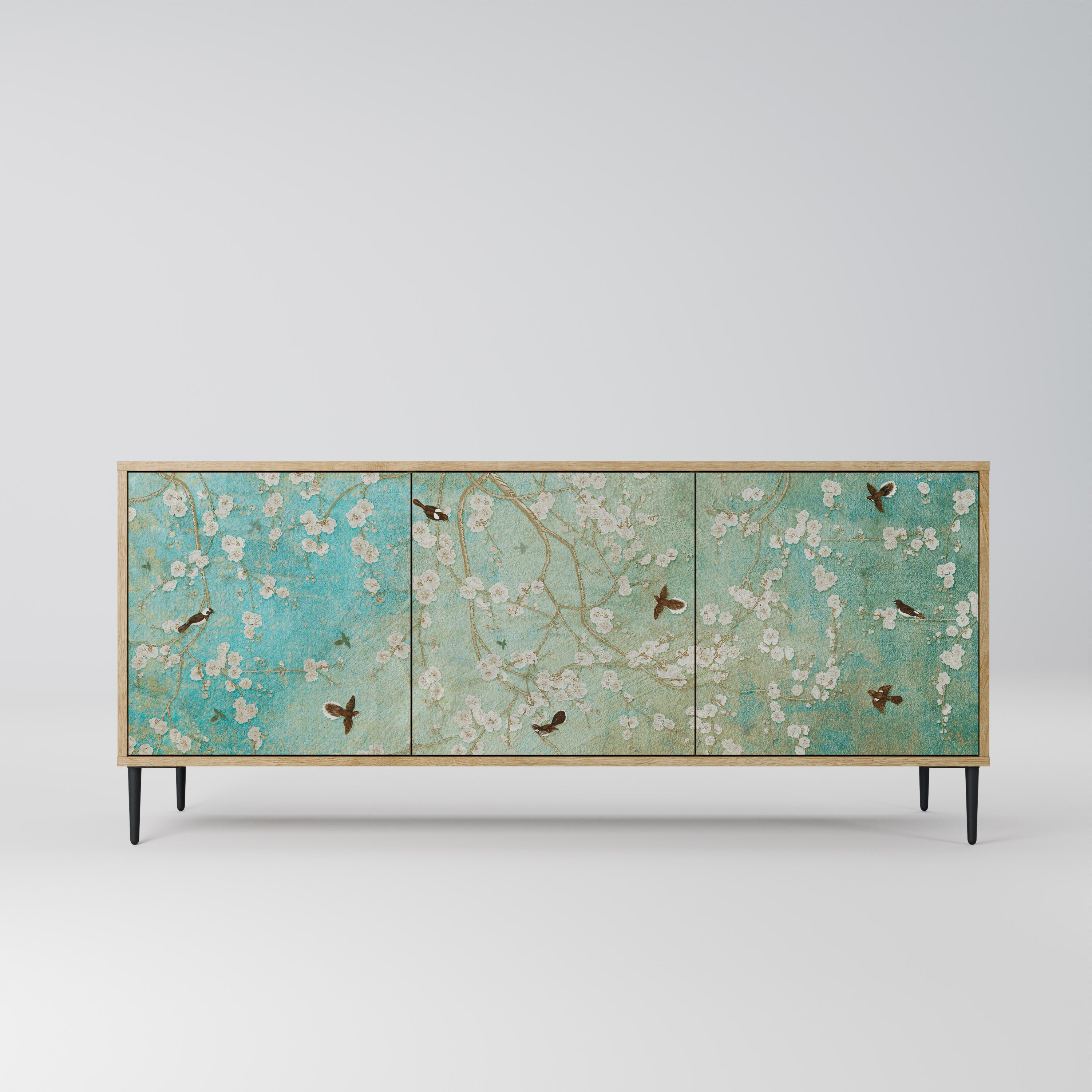 Buffet 3 portes BLOOMING CHARM effet chêne