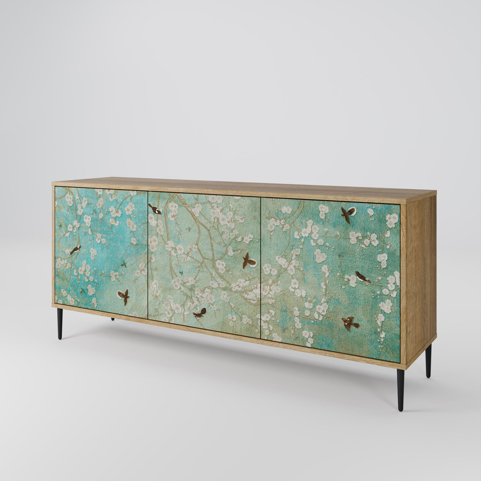 Buffet 3 portes BLOOMING CHARM effet chêne