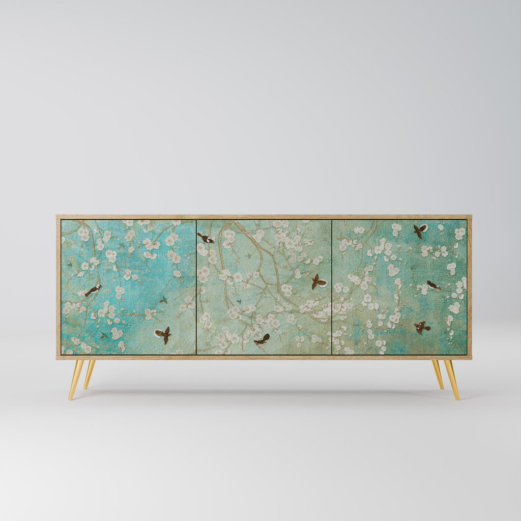 Buffet 3 portes BLOOMING CHARM effet chêne