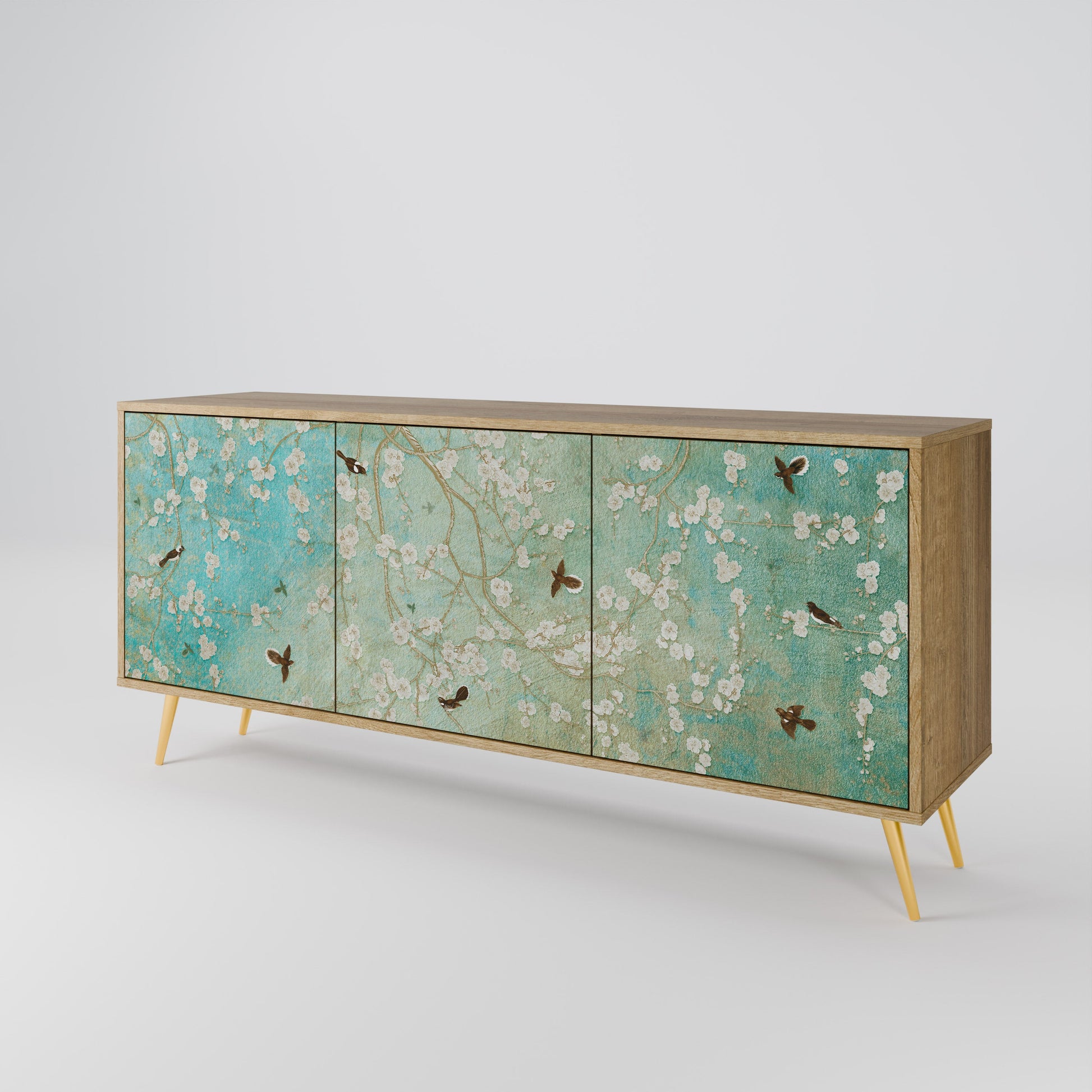 Buffet 3 portes BLOOMING CHARM effet chêne