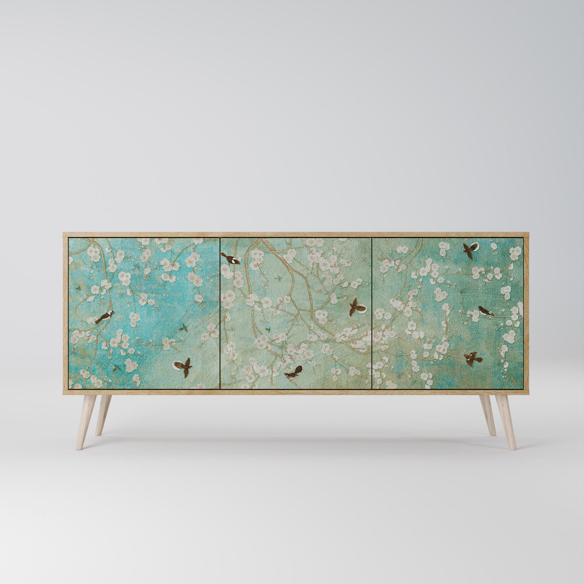 Buffet 3 portes BLOOMING CHARM effet chêne