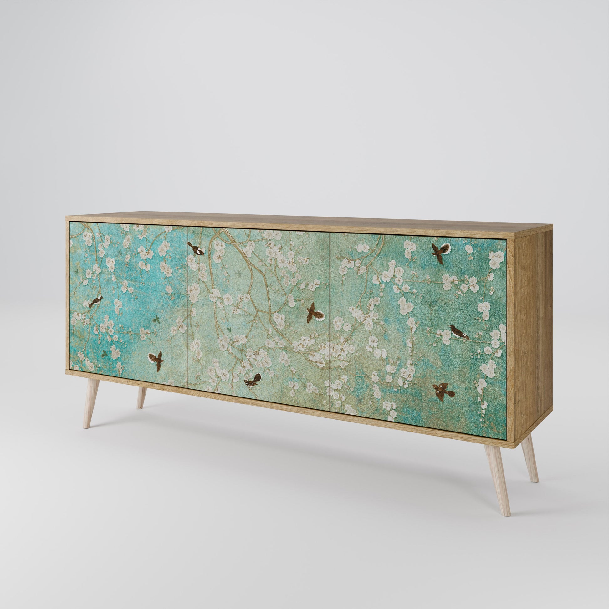 Buffet 3 portes BLOOMING CHARM effet chêne