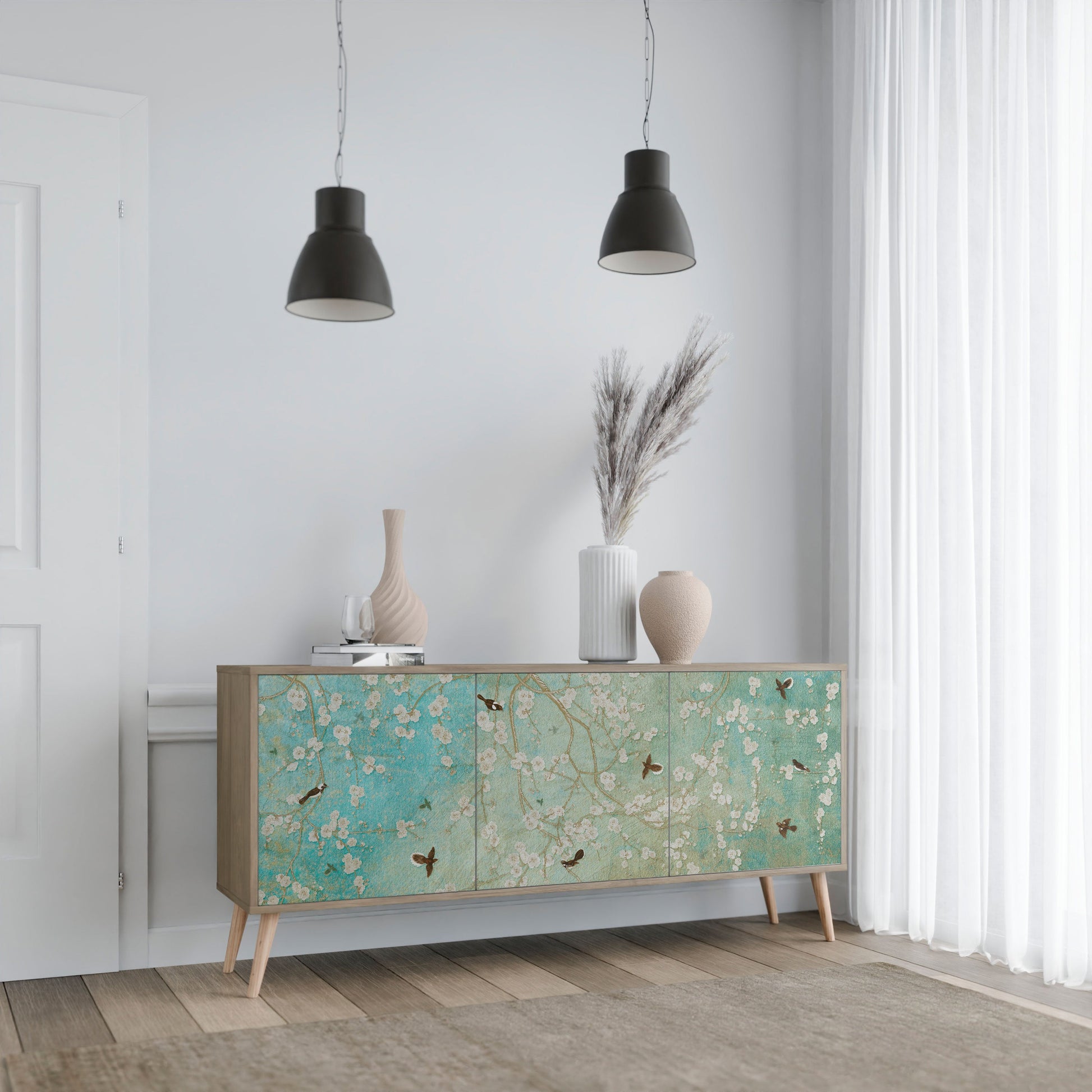 Buffet 3 portes BLOOMING CHARM effet chêne