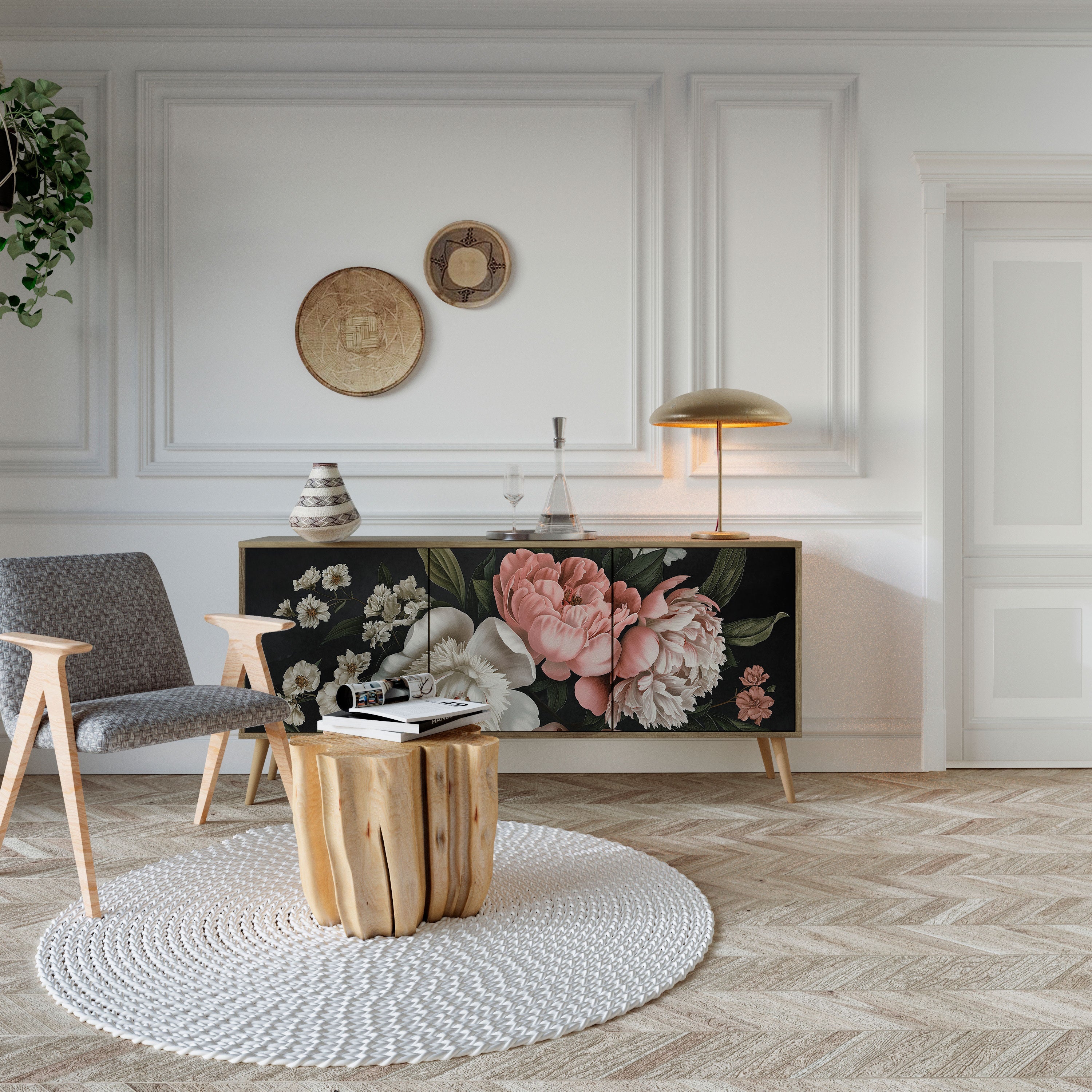 Buffet 3 portes LUSH ELEGANCE effet chêne