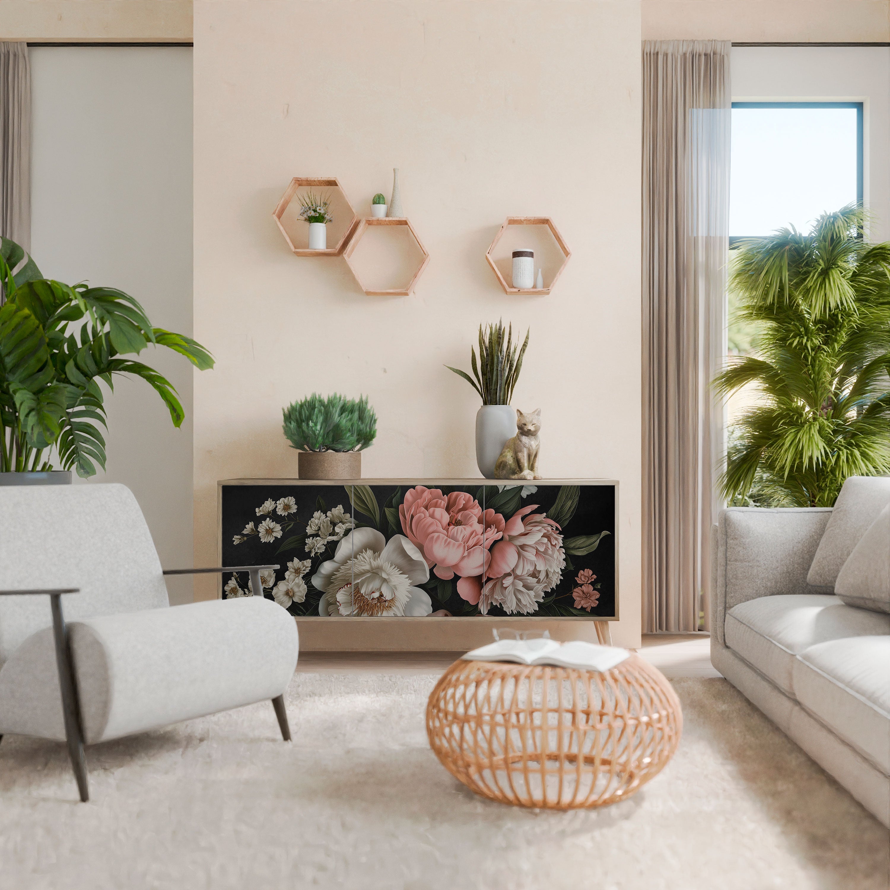 Buffet 3 portes LUSH ELEGANCE effet chêne