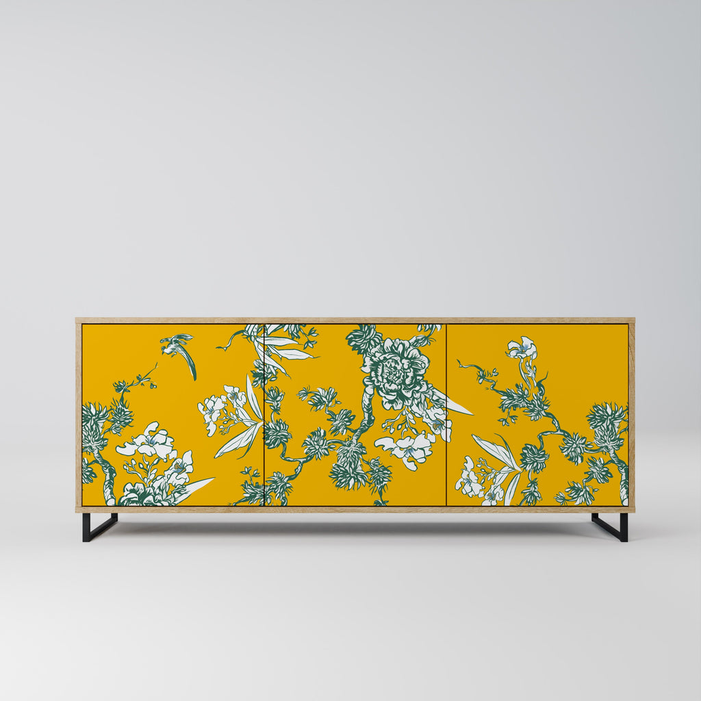 Buffet 3 portes YELLOW CHINOISERIE effet chêne