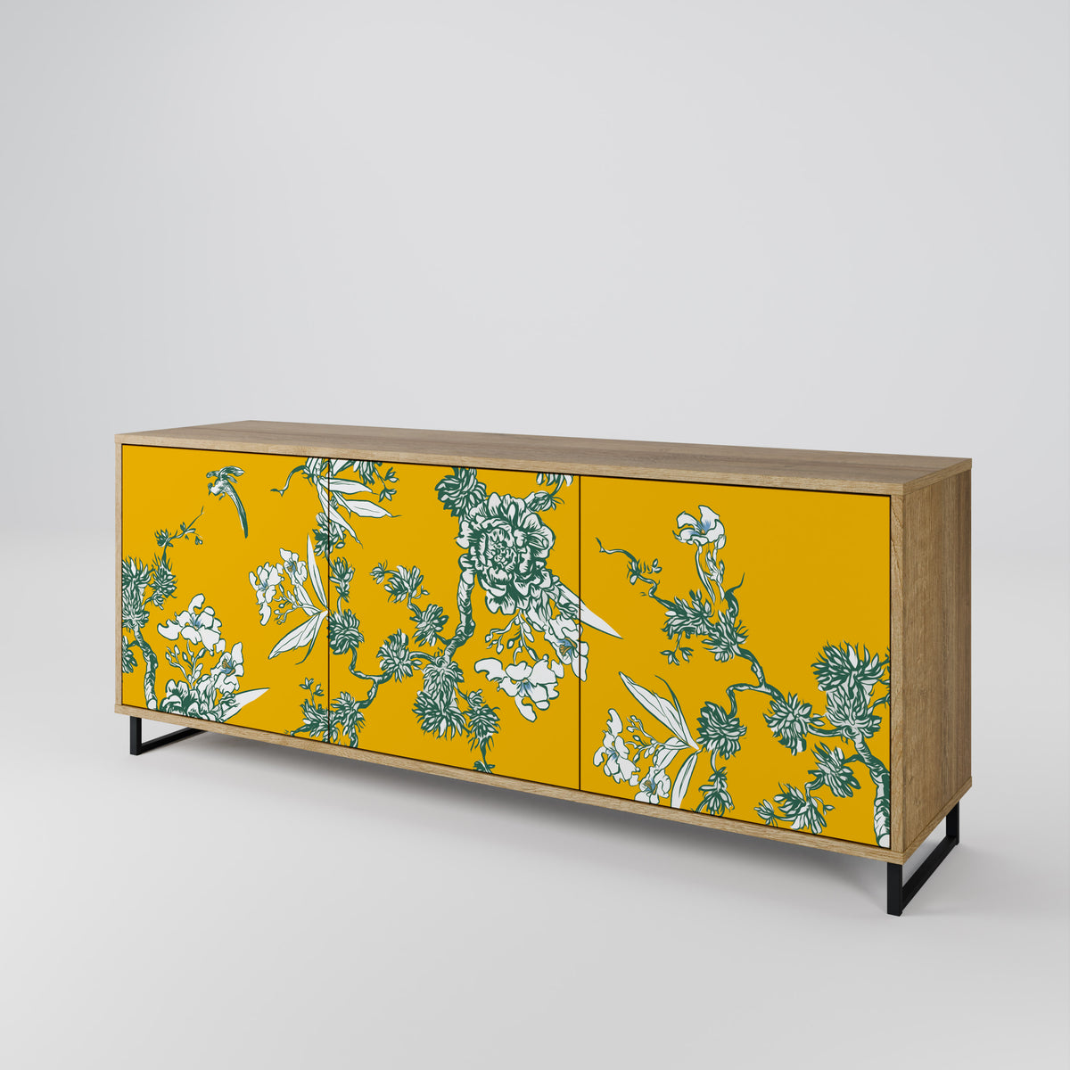 YELLOW CHINOISERIE 3-Door Sideboard