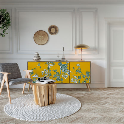 YELLOW CHINOISERIE 3-Door Sideboard