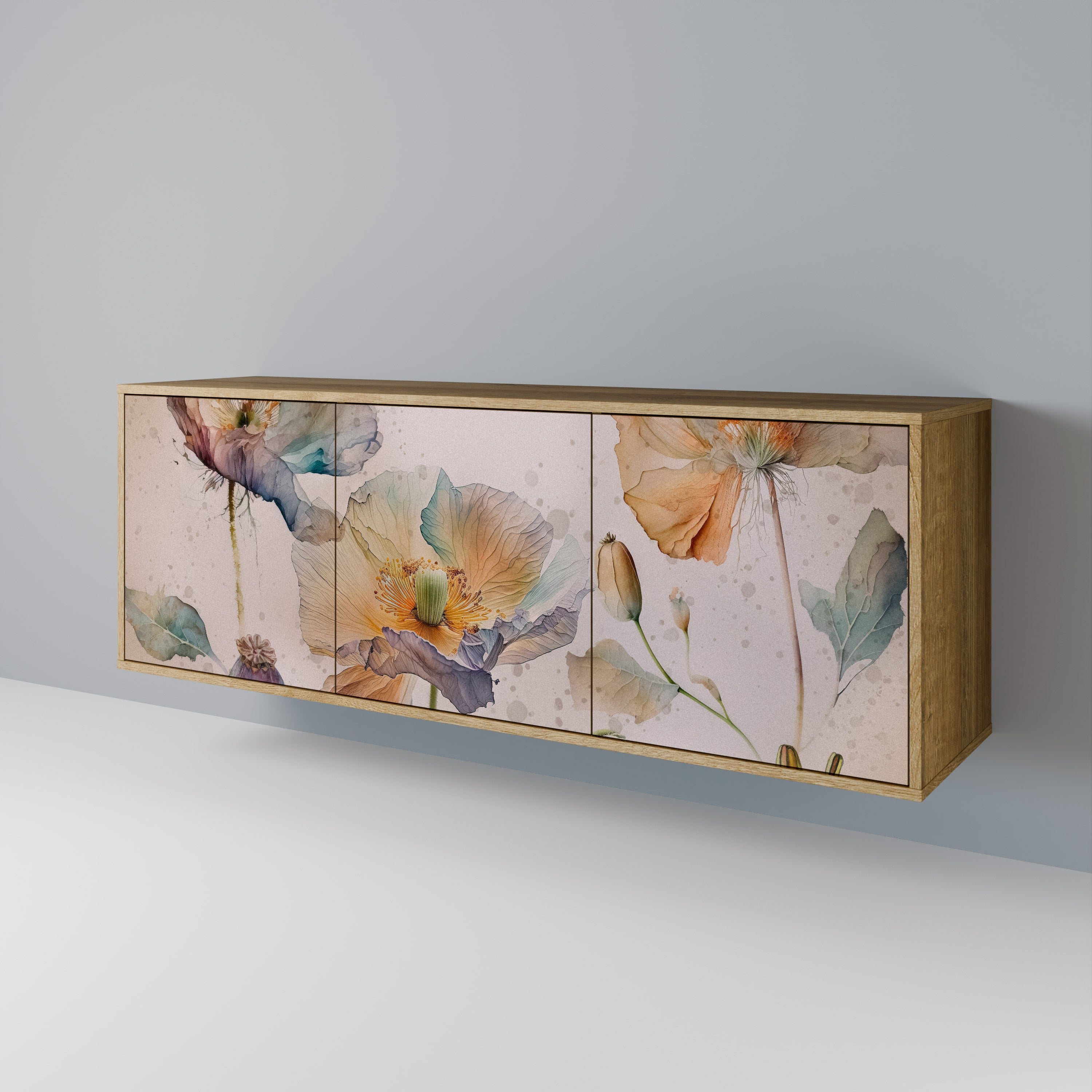 SOFTEN POPPY 3-Door Sideboard