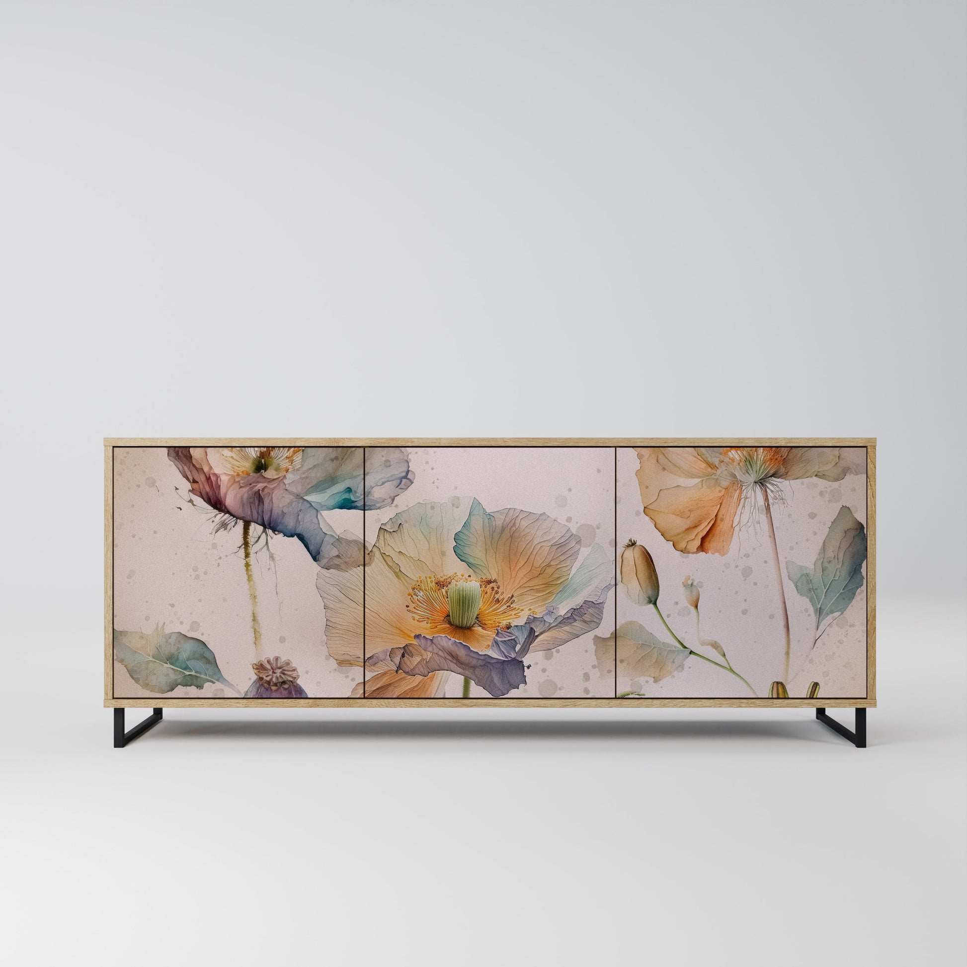 Buffet 3 portes SOFTEN POPPY effet chêne