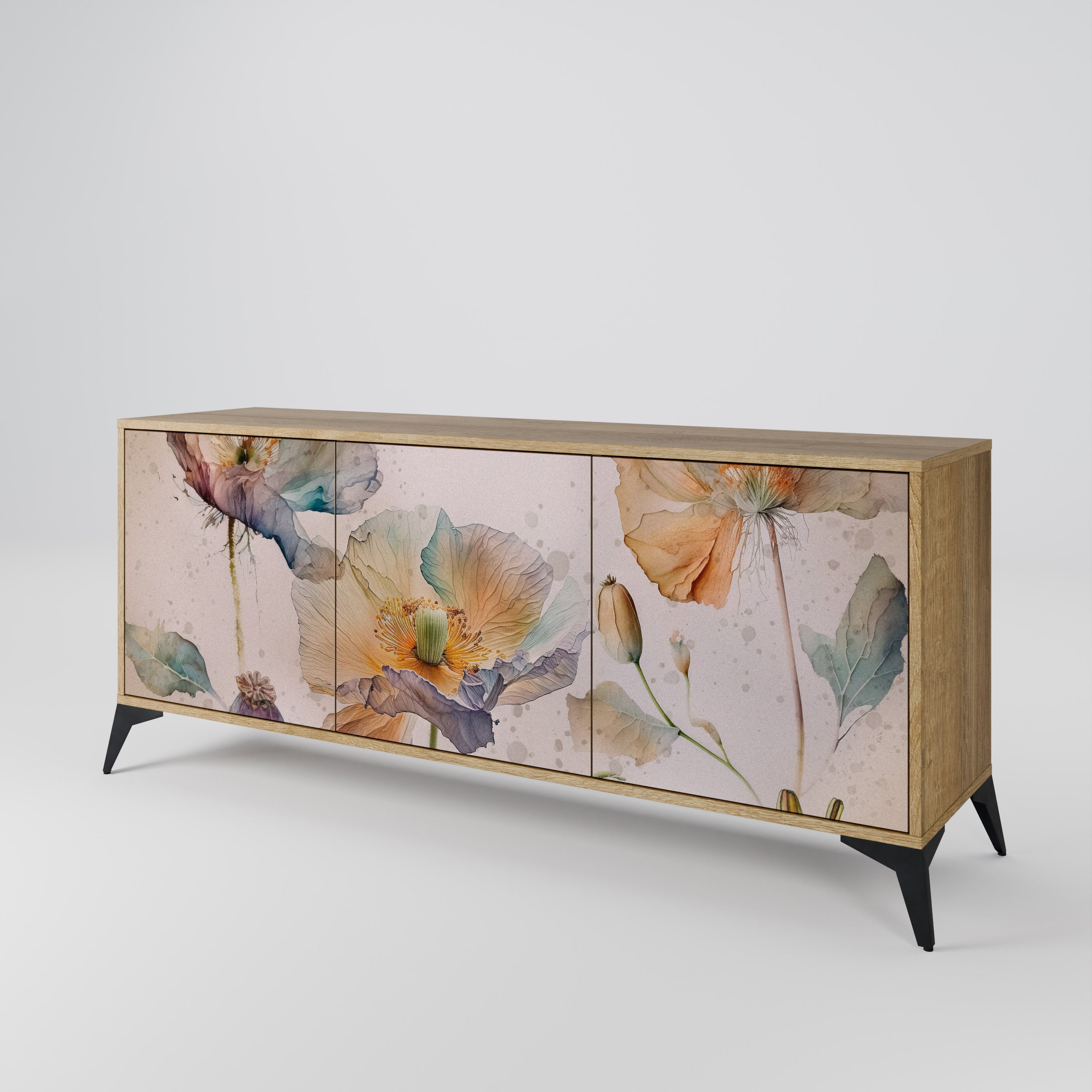 Buffet 3 portes SOFTEN POPPY effet chêne