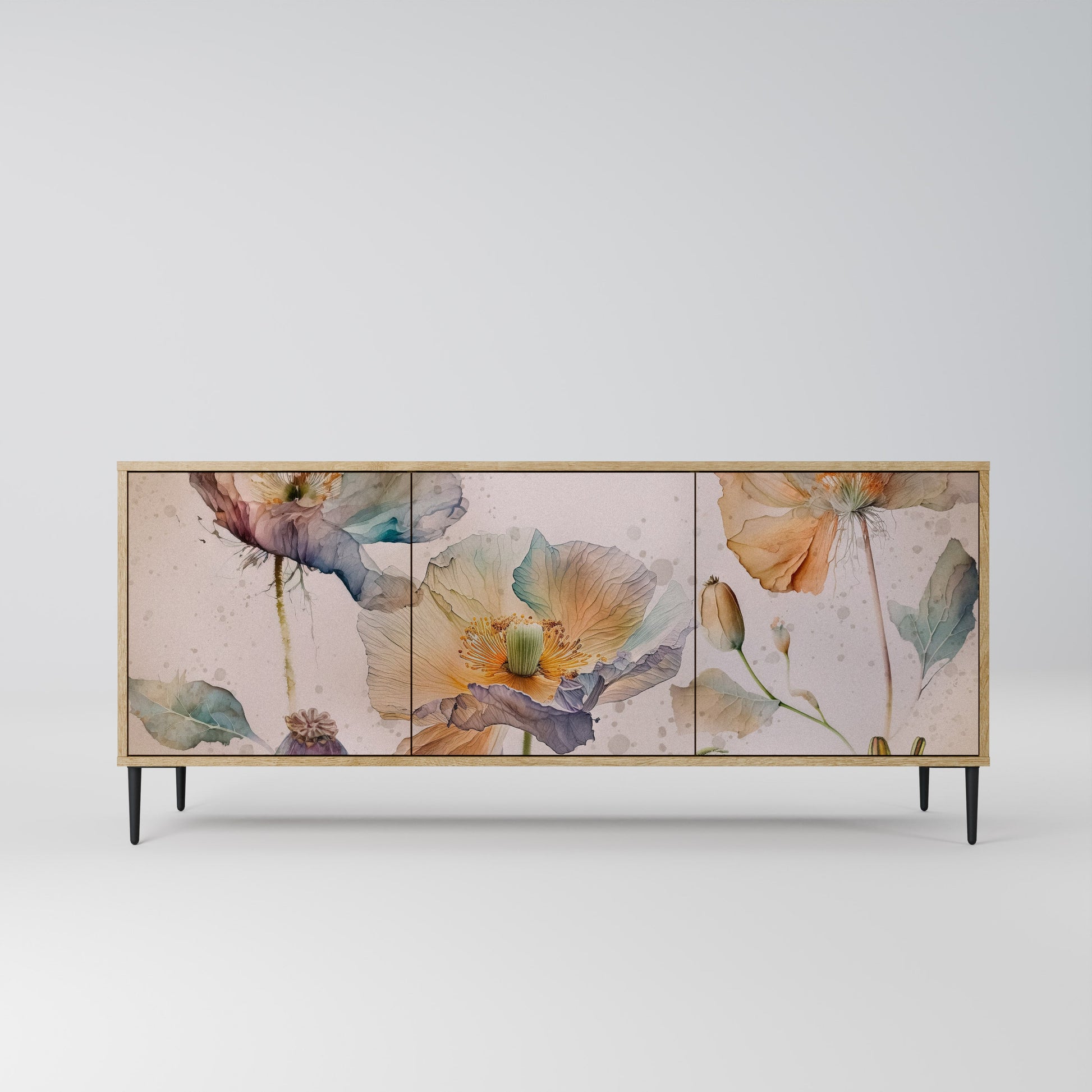 Buffet 3 portes SOFTEN POPPY effet chêne