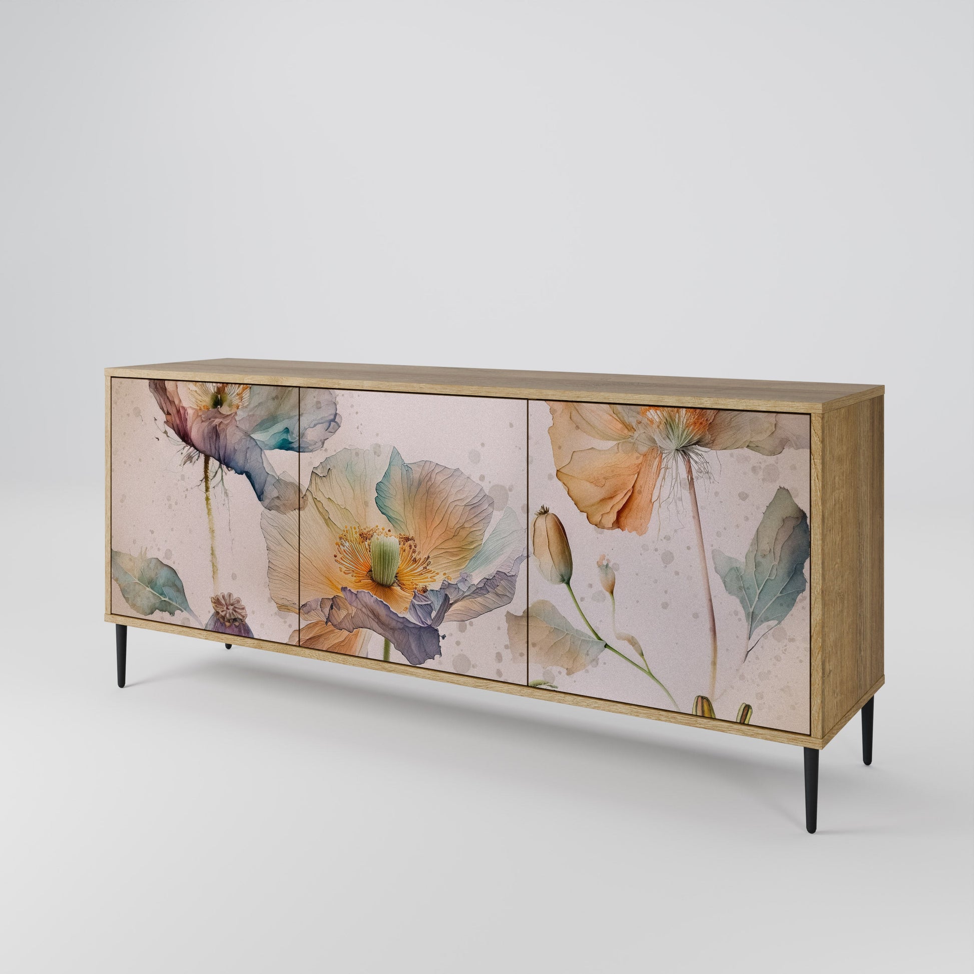 Buffet 3 portes SOFTEN POPPY effet chêne