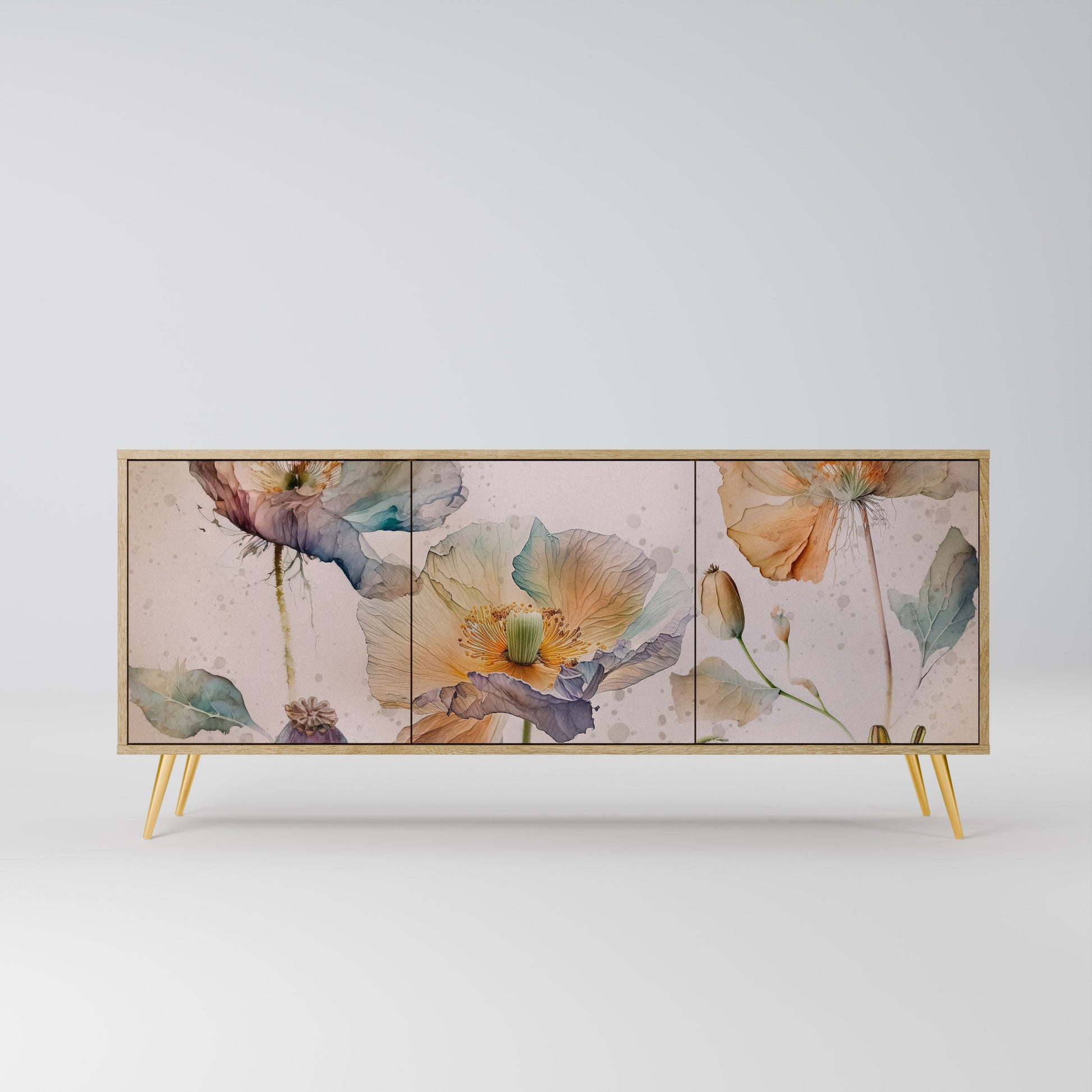 Buffet 3 portes SOFTEN POPPY effet chêne