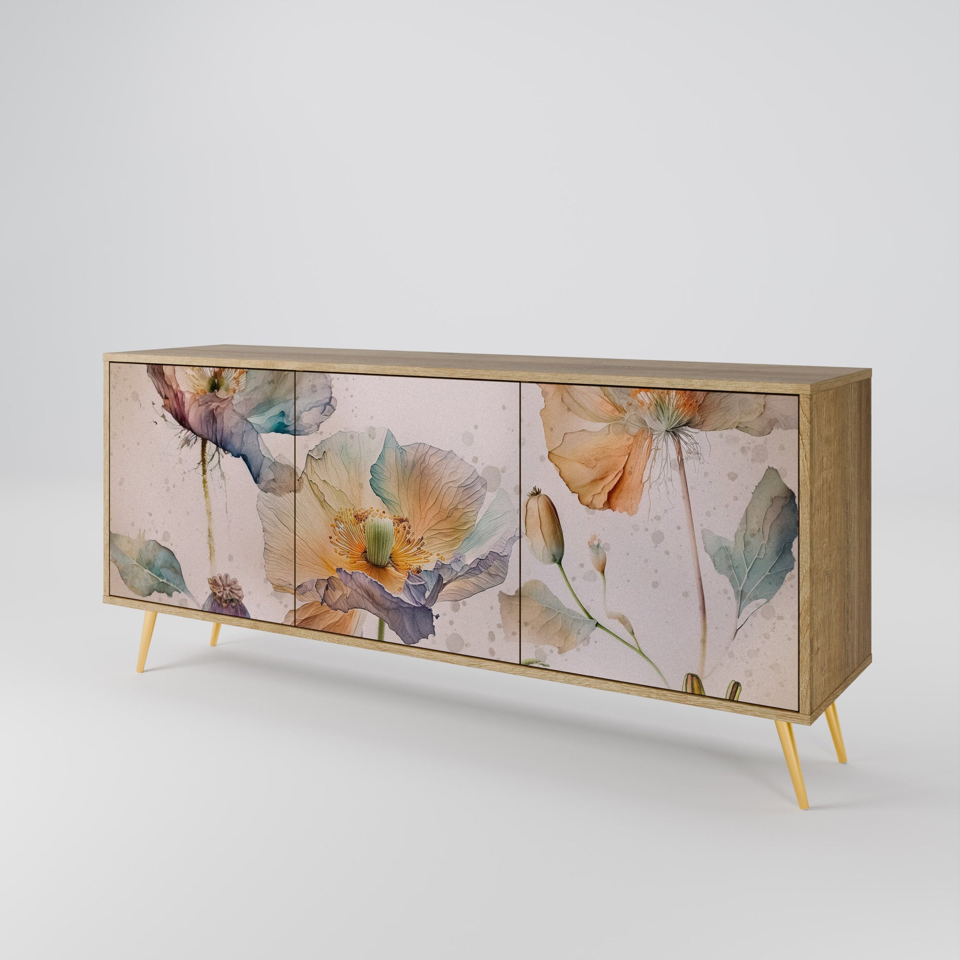 Buffet 3 portes SOFTEN POPPY effet chêne
