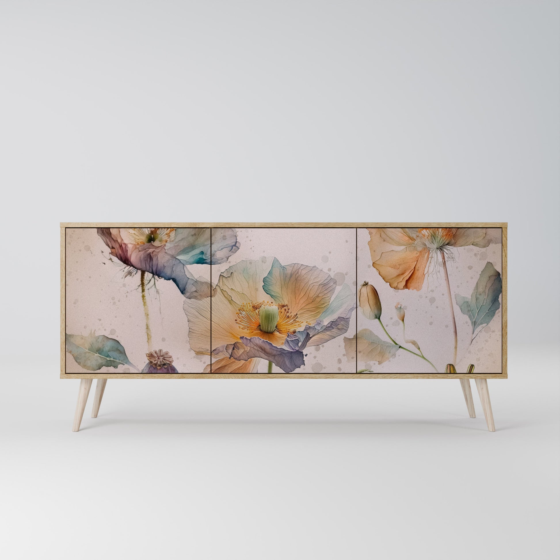 Buffet 3 portes SOFTEN POPPY effet chêne