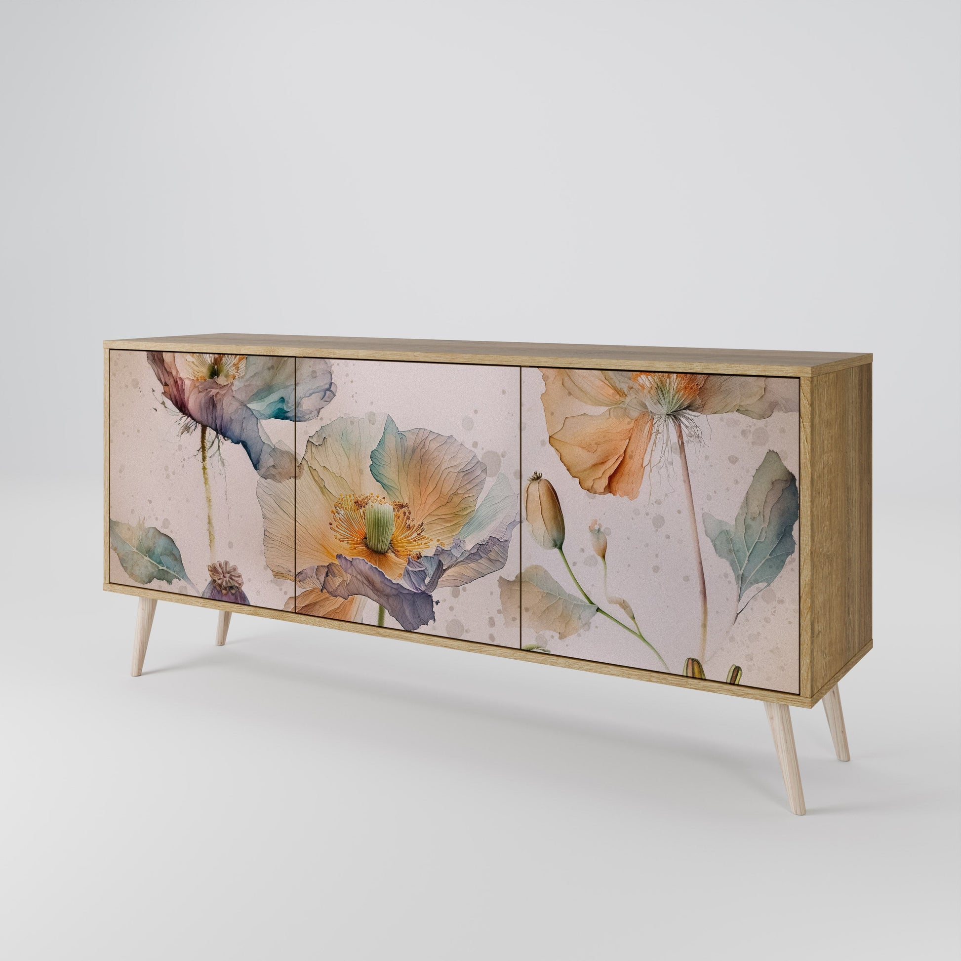 Buffet 3 portes SOFTEN POPPY effet chêne