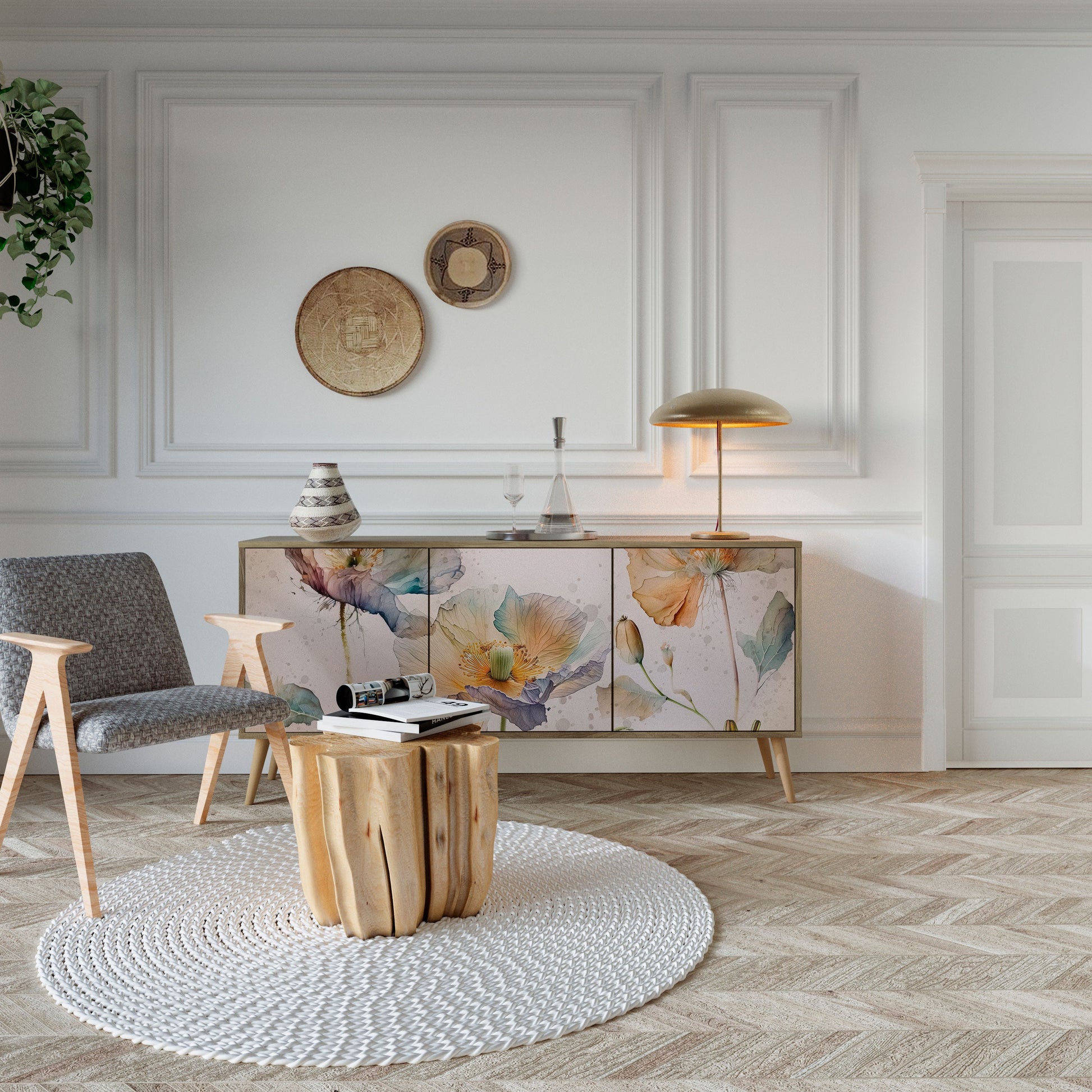 Buffet 3 portes SOFTEN POPPY effet chêne