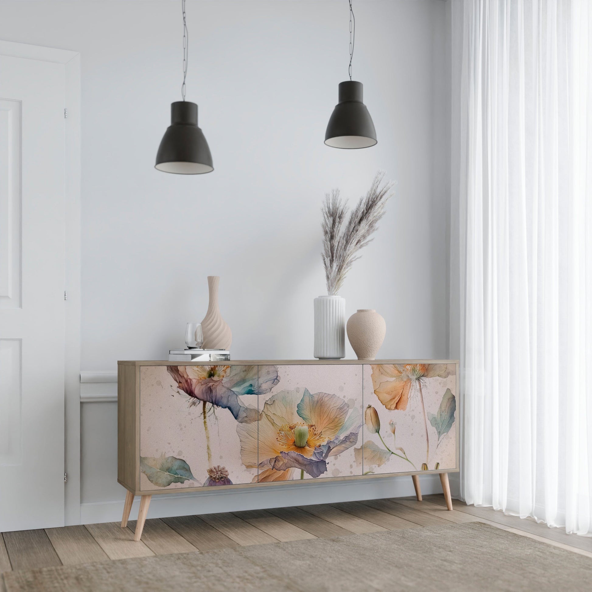 Buffet 3 portes SOFTEN POPPY effet chêne