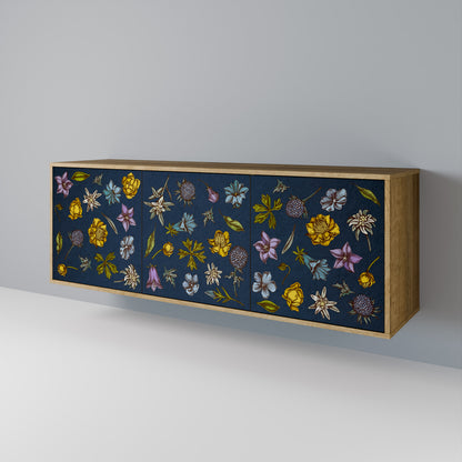 FLOWERS ON NAVY BLUE 3-Door Sideboard