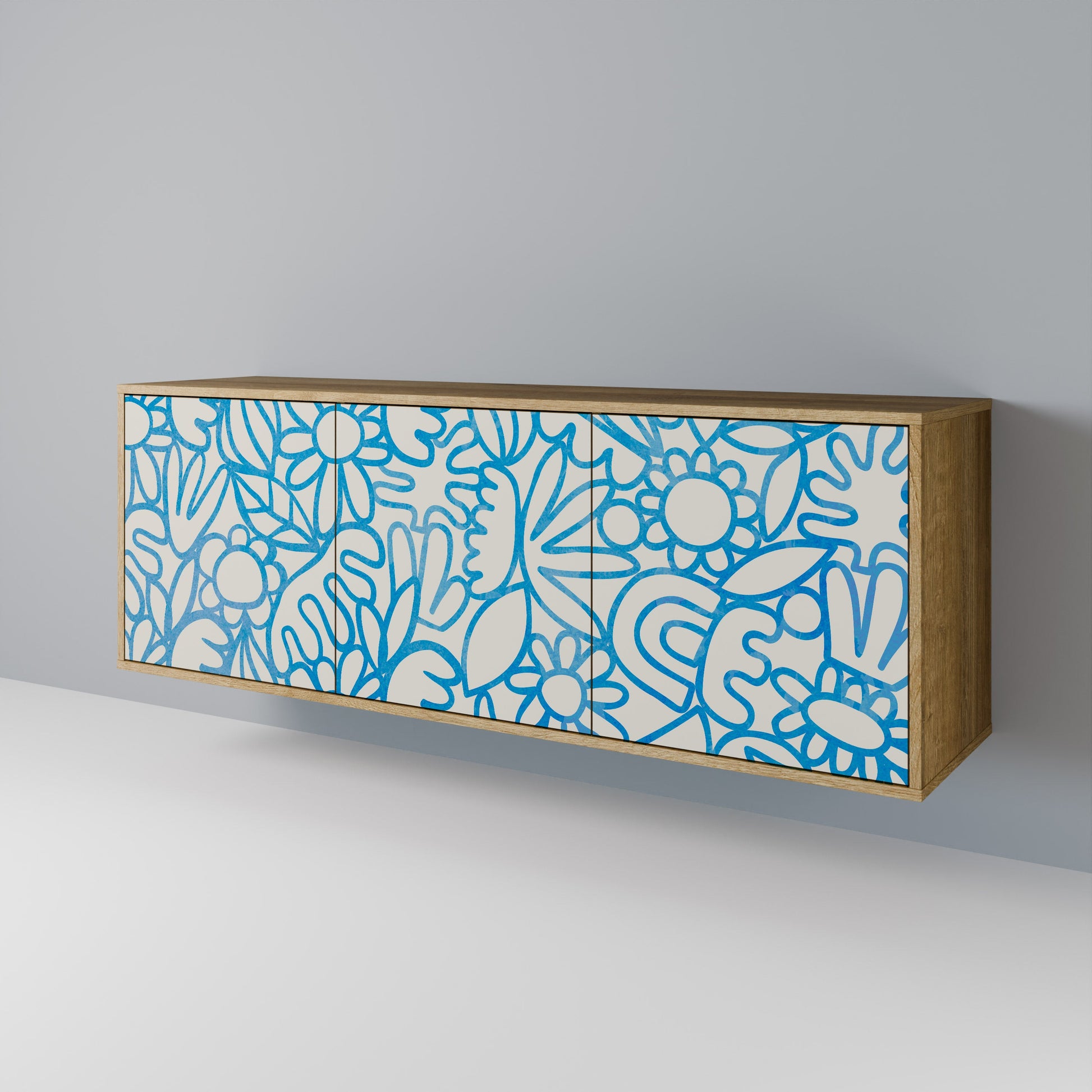 Buffet 3 portes BLOOMY MORNING effet chêne