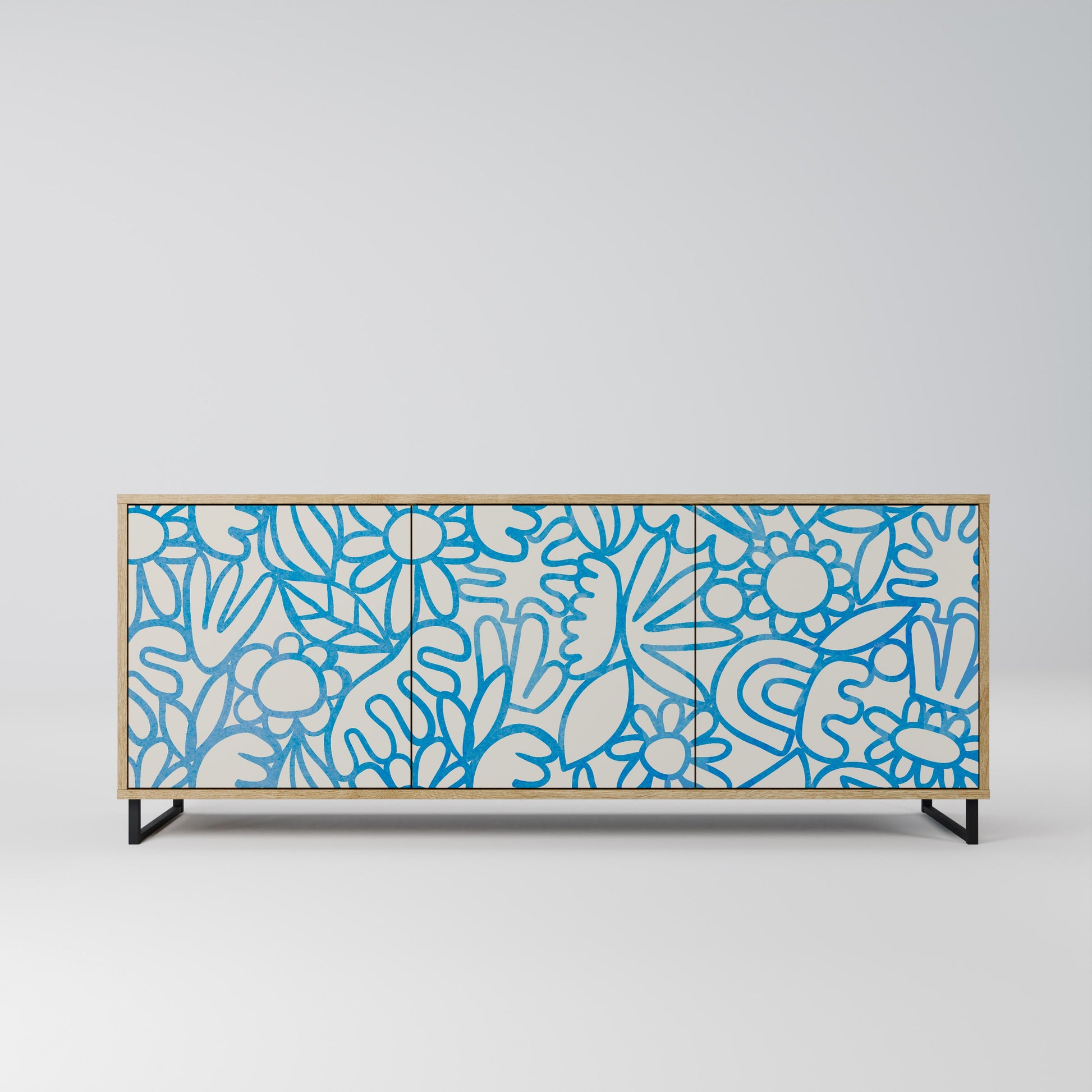 Buffet 3 portes BLOOMY MORNING effet chêne