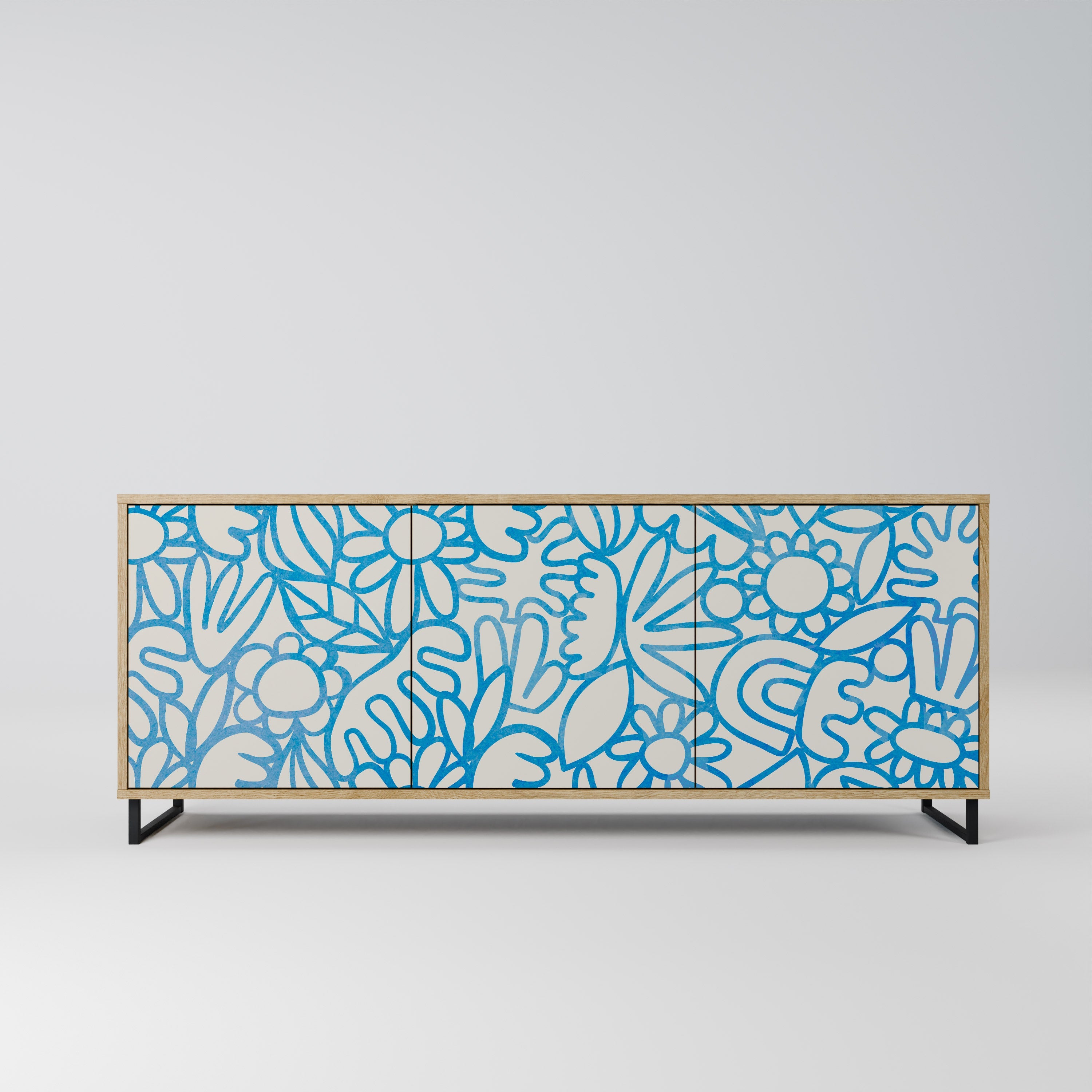 Buffet 3 portes BLOOMY MORNING effet chêne