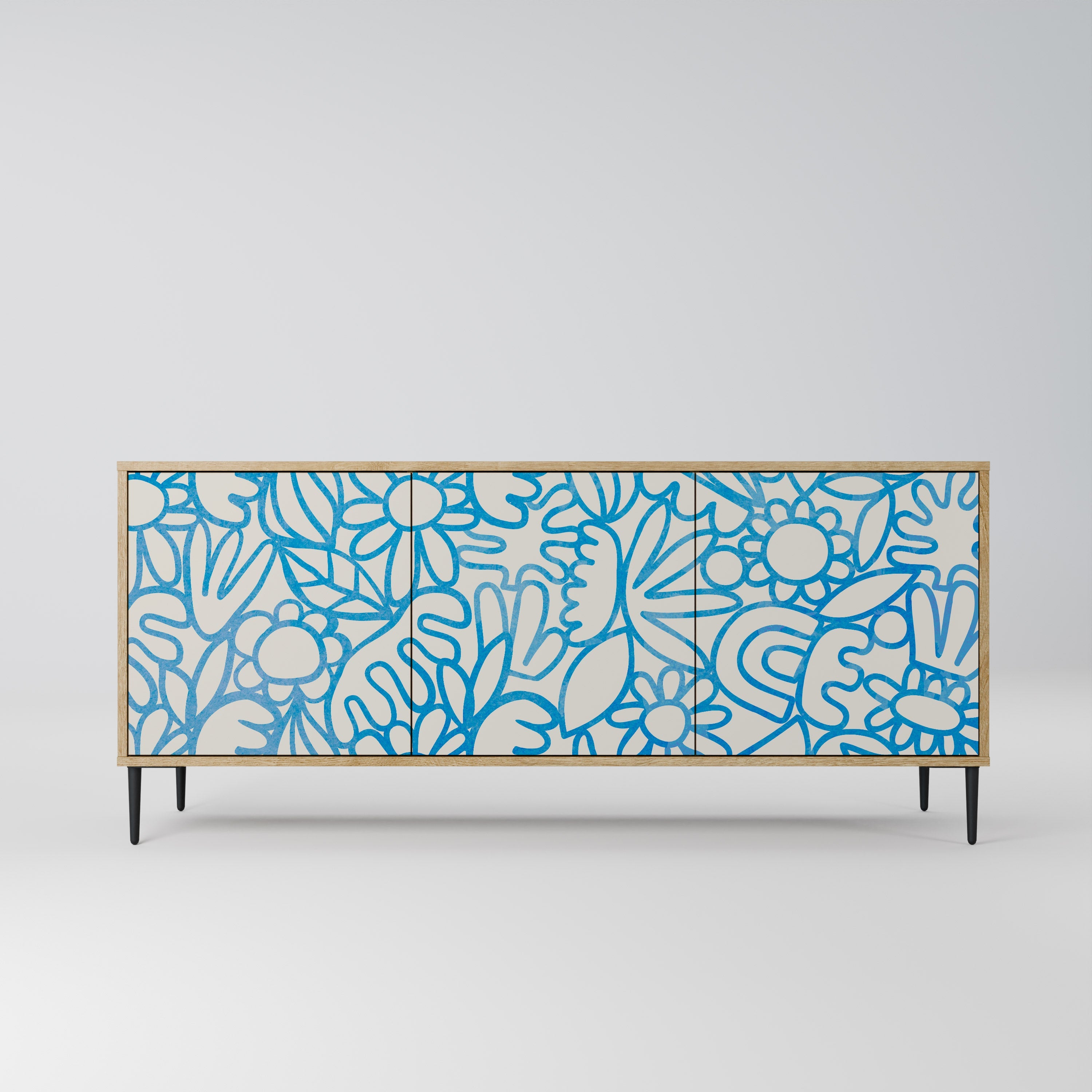 Buffet 3 portes BLOOMY MORNING effet chêne