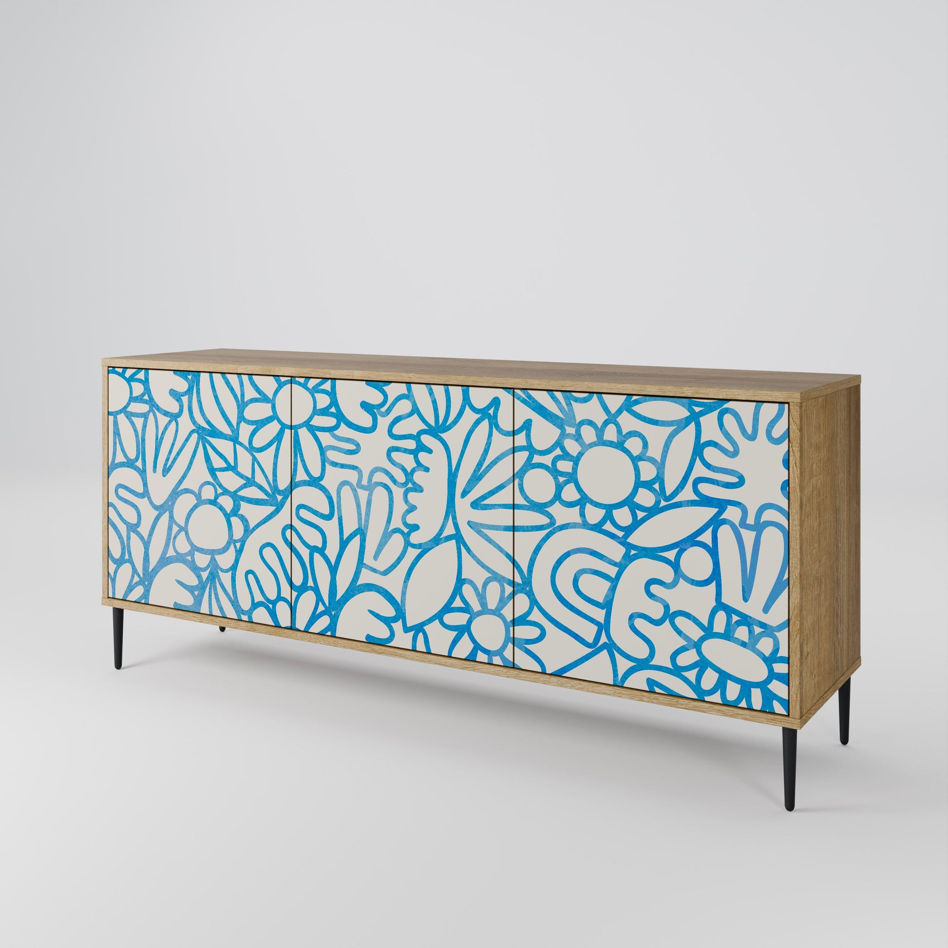 Buffet 3 portes BLOOMY MORNING effet chêne