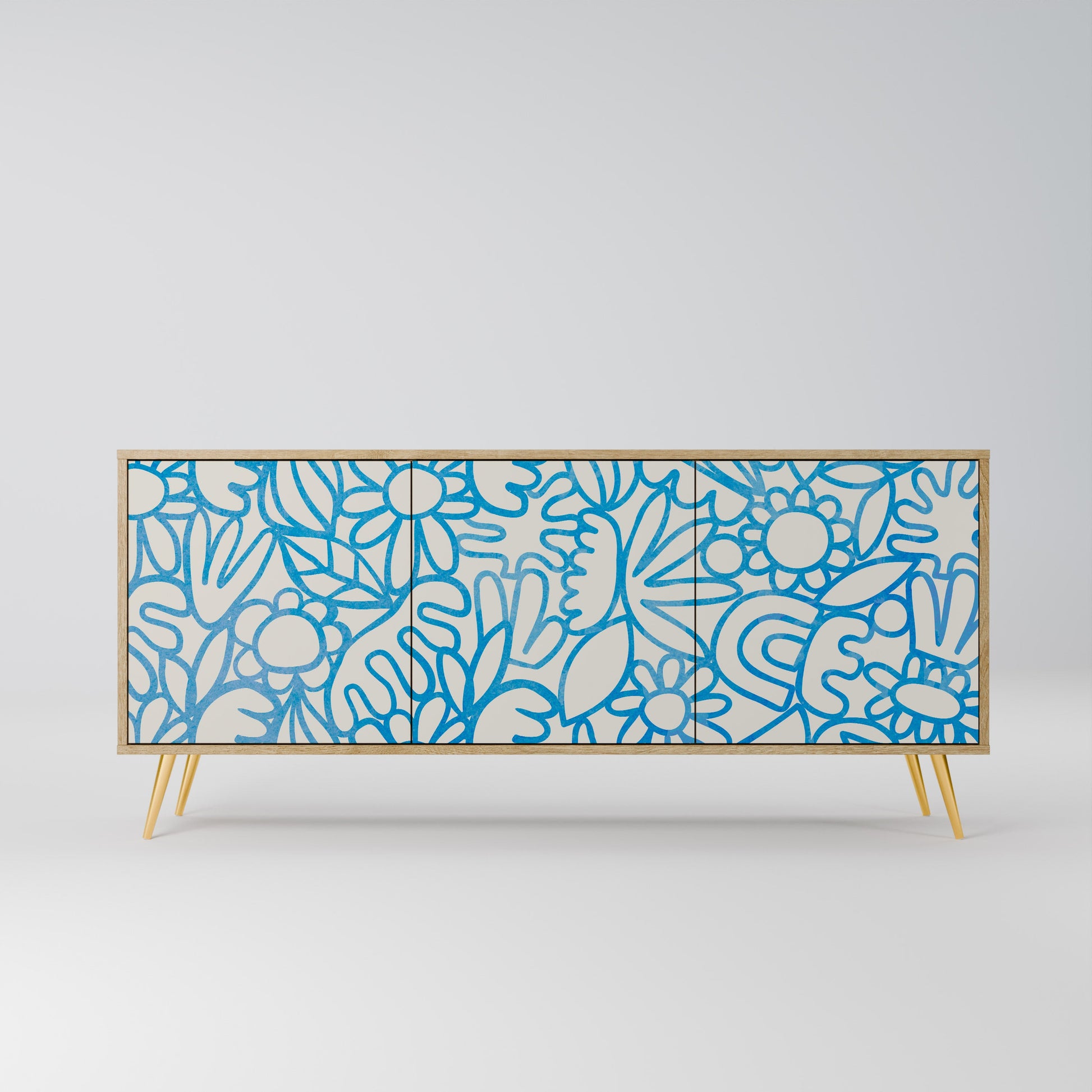 Buffet 3 portes BLOOMY MORNING effet chêne