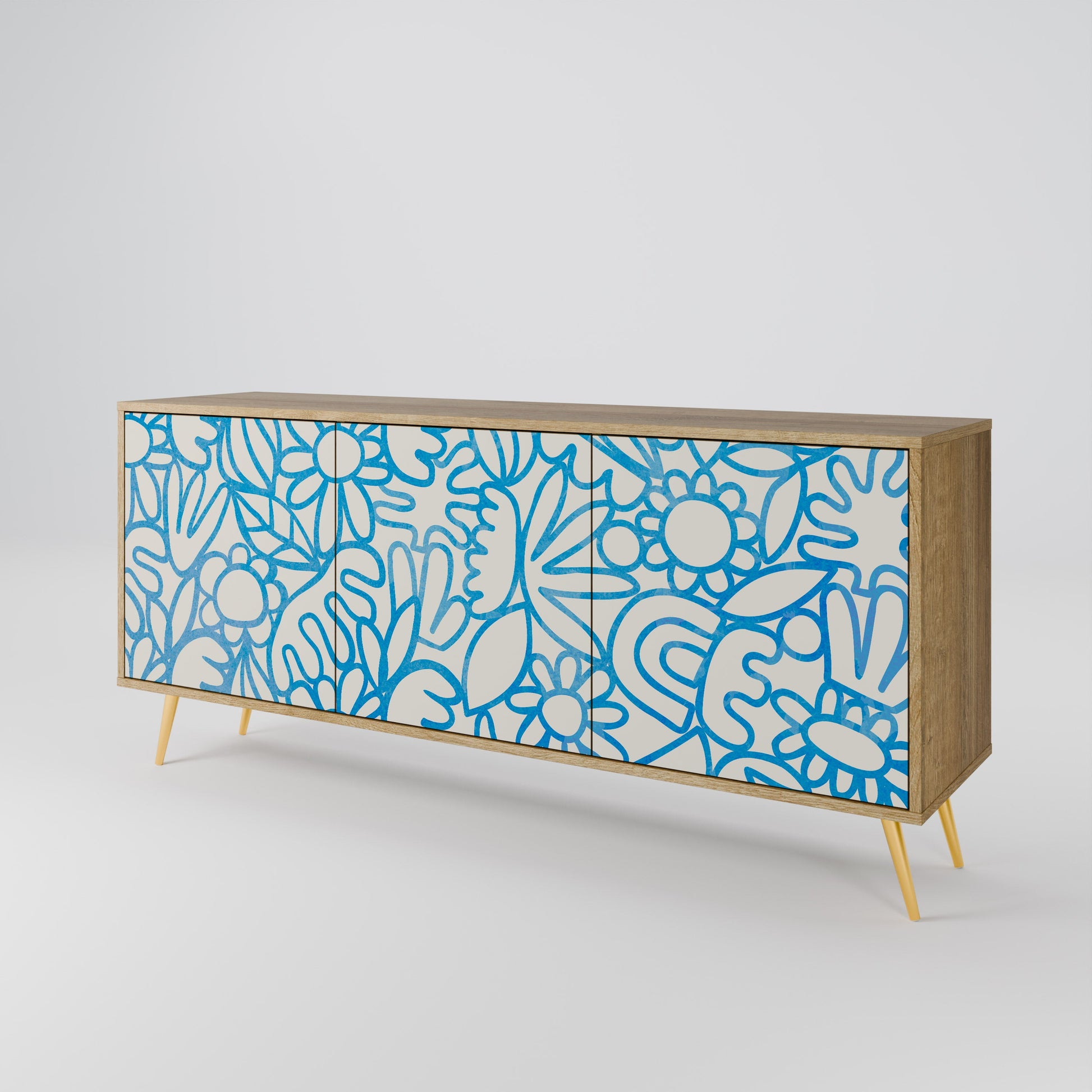 Buffet 3 portes BLOOMY MORNING effet chêne