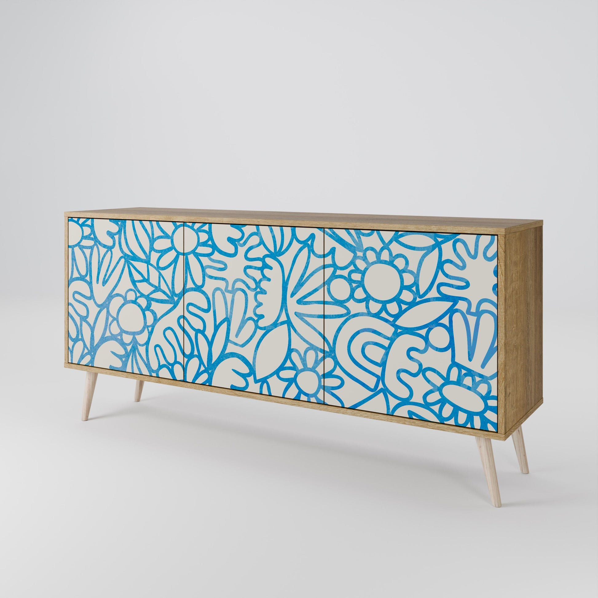 Buffet 3 portes BLOOMY MORNING effet chêne