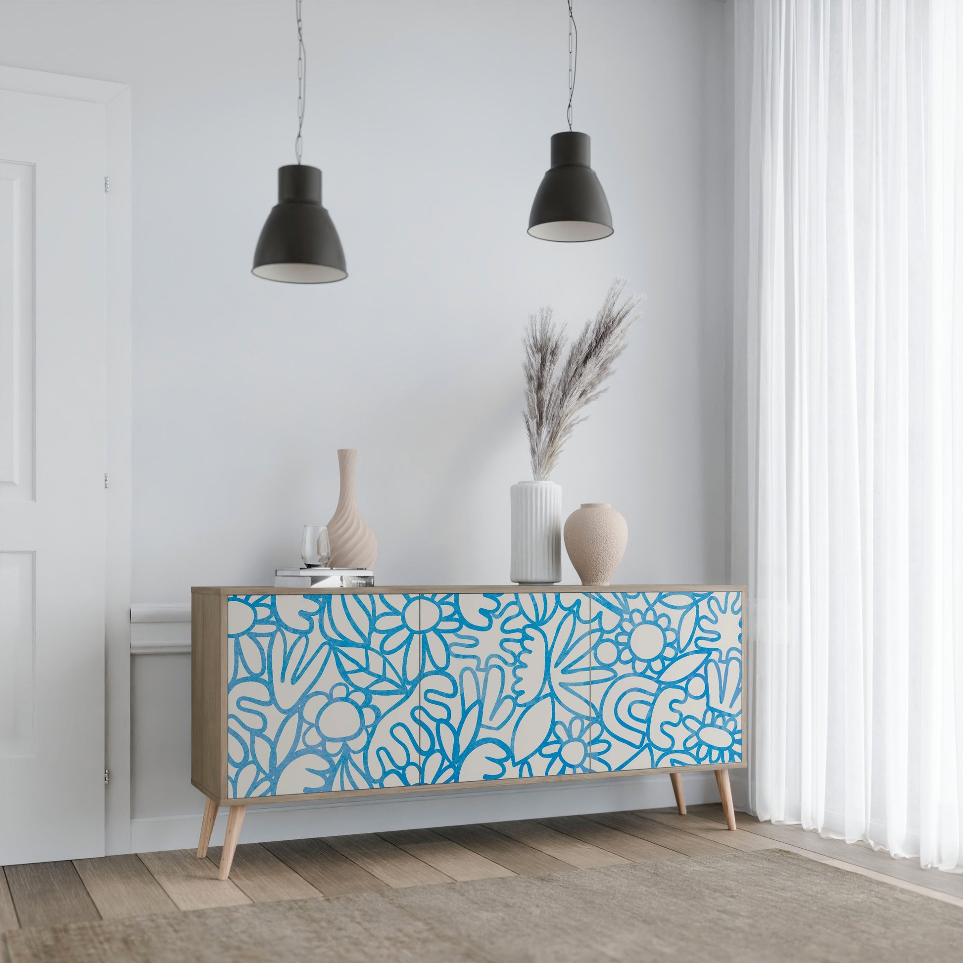Buffet 3 portes BLOOMY MORNING effet chêne