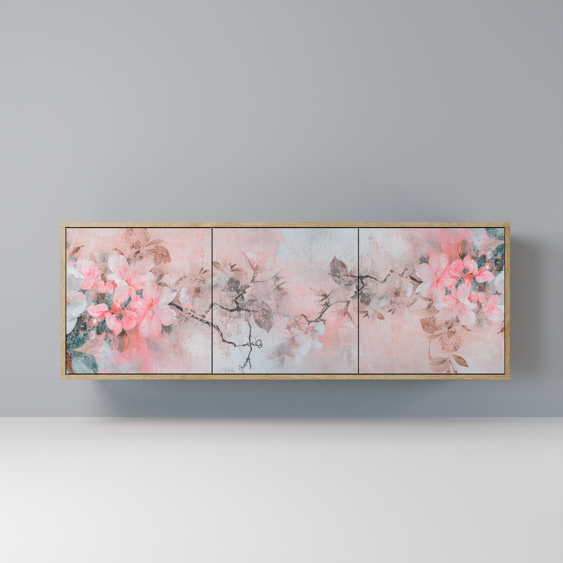 Buffet 3 portes CHERRY BLOSSOM effet chêne