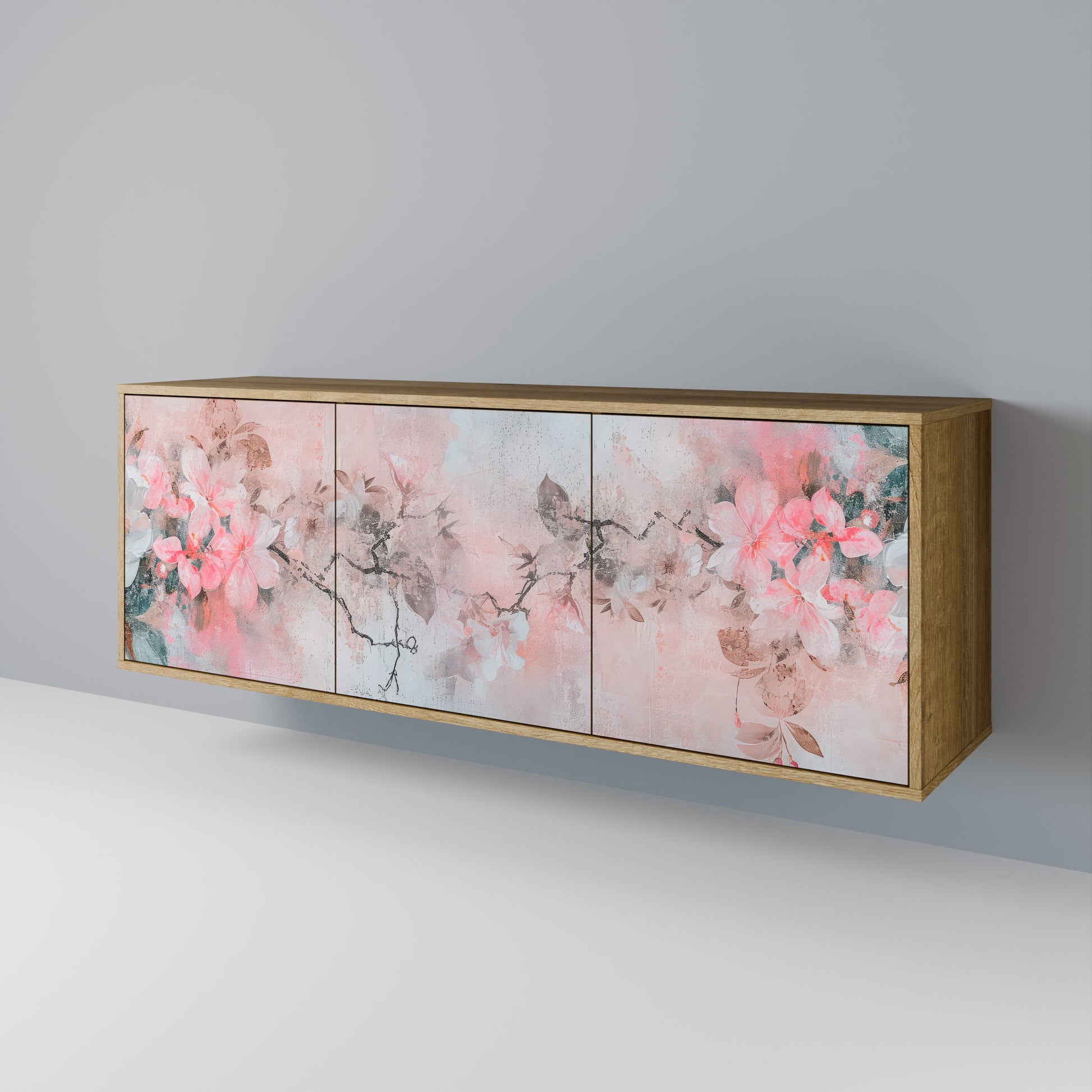 Buffet 3 portes CHERRY BLOSSOM effet chêne
