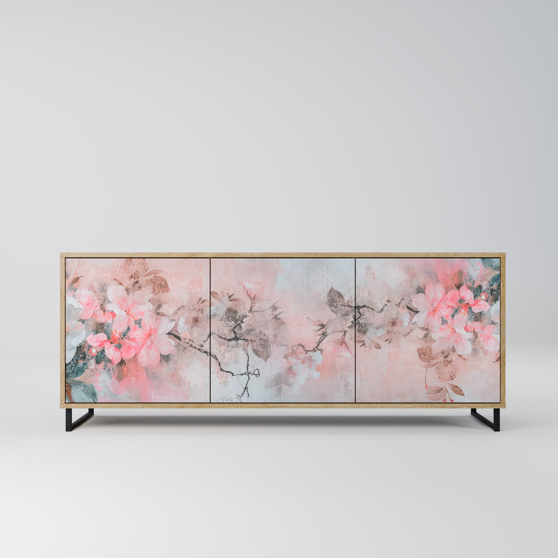 Buffet 3 portes CHERRY BLOSSOM effet chêne