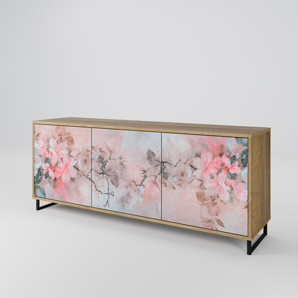 Buffet 3 portes CHERRY BLOSSOM effet chêne