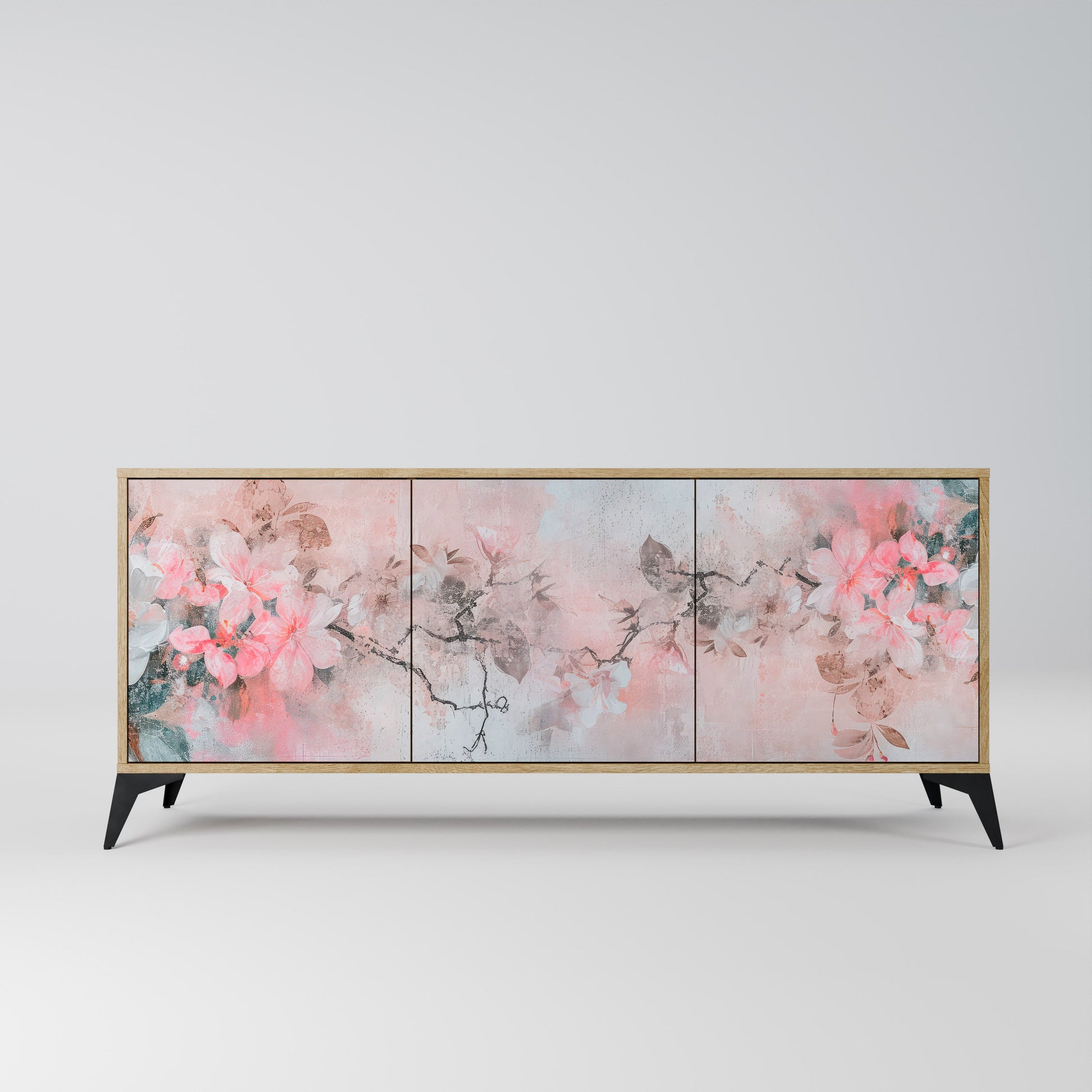 Buffet 3 portes CHERRY BLOSSOM effet chêne