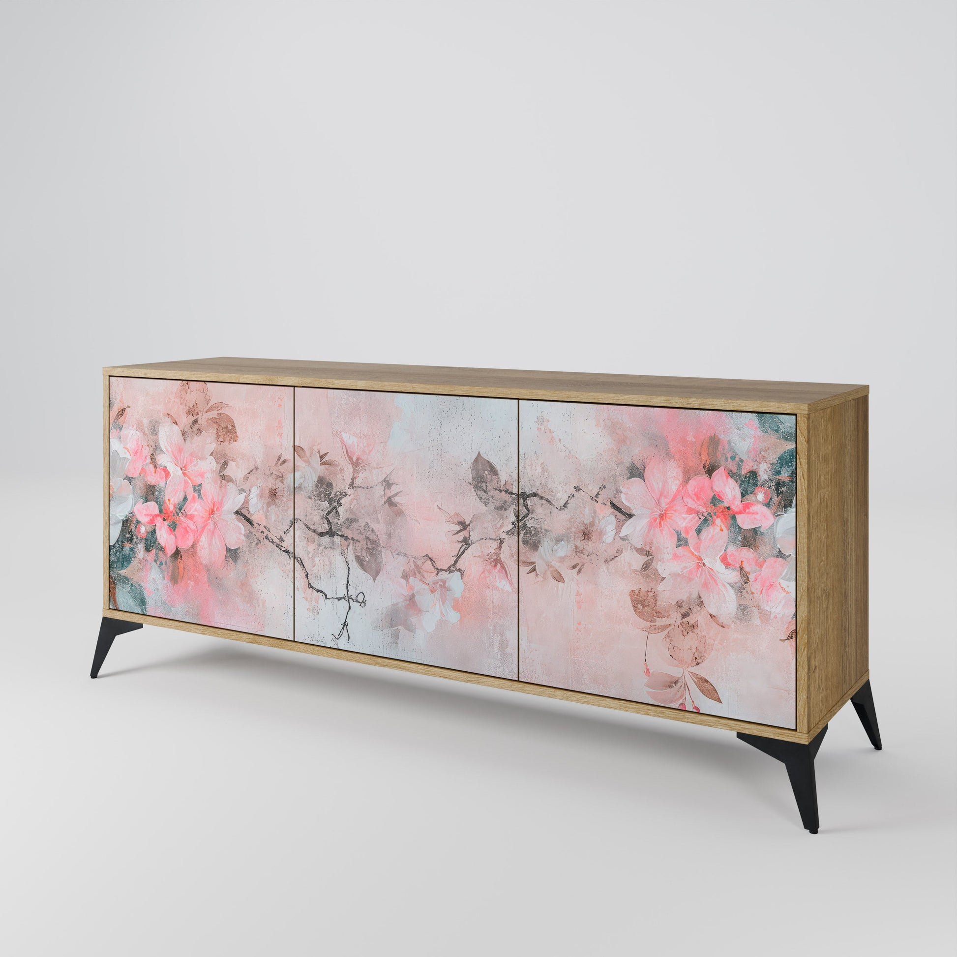 Buffet 3 portes CHERRY BLOSSOM effet chêne