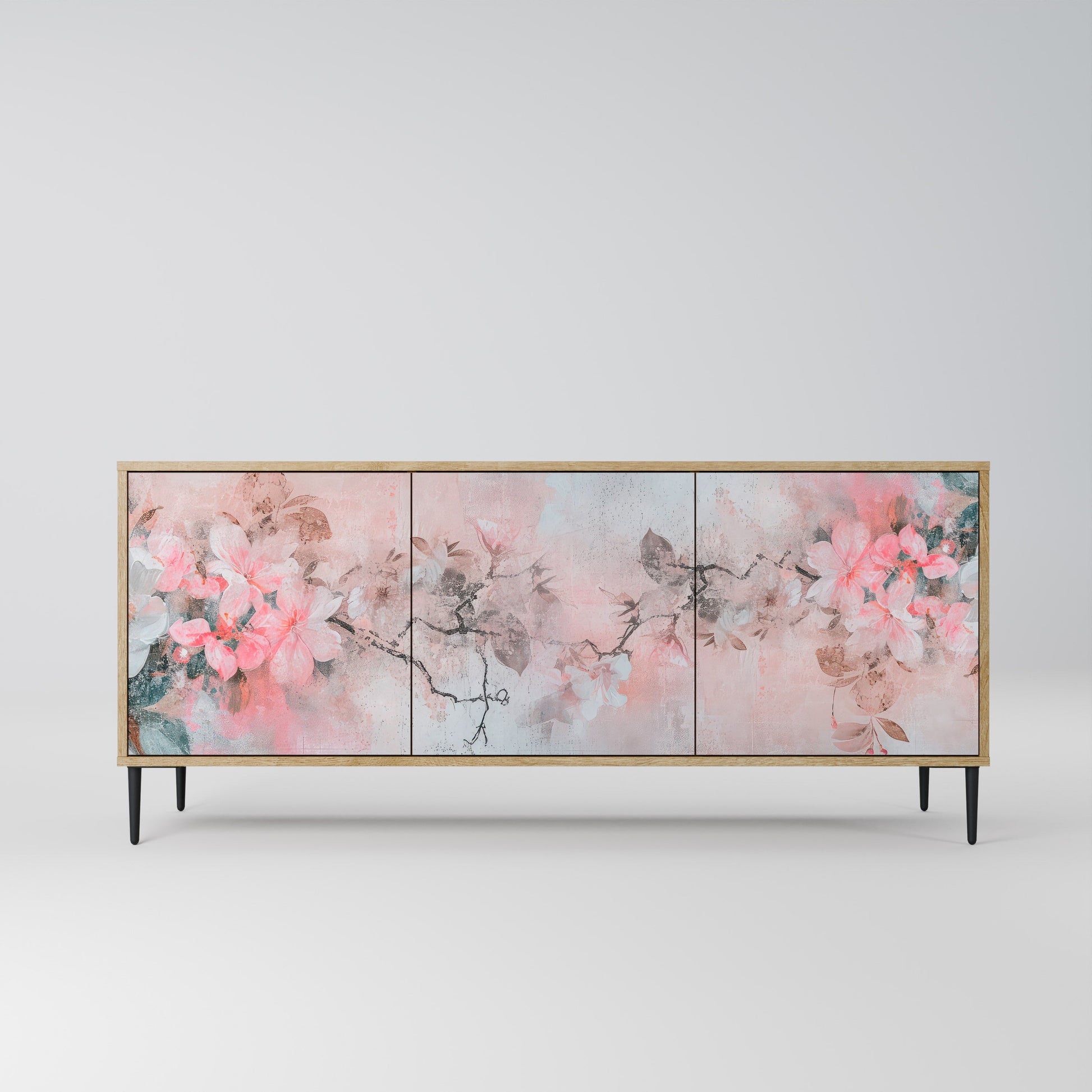 Buffet 3 portes CHERRY BLOSSOM effet chêne