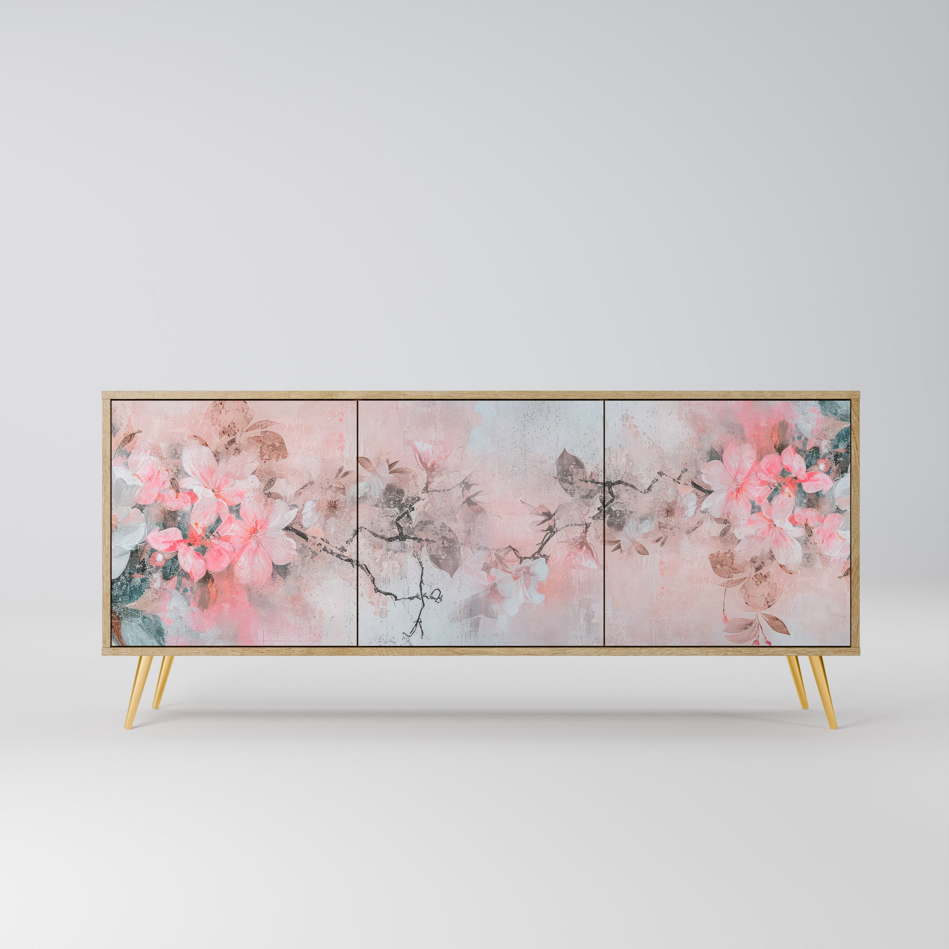 Buffet 3 portes CHERRY BLOSSOM effet chêne